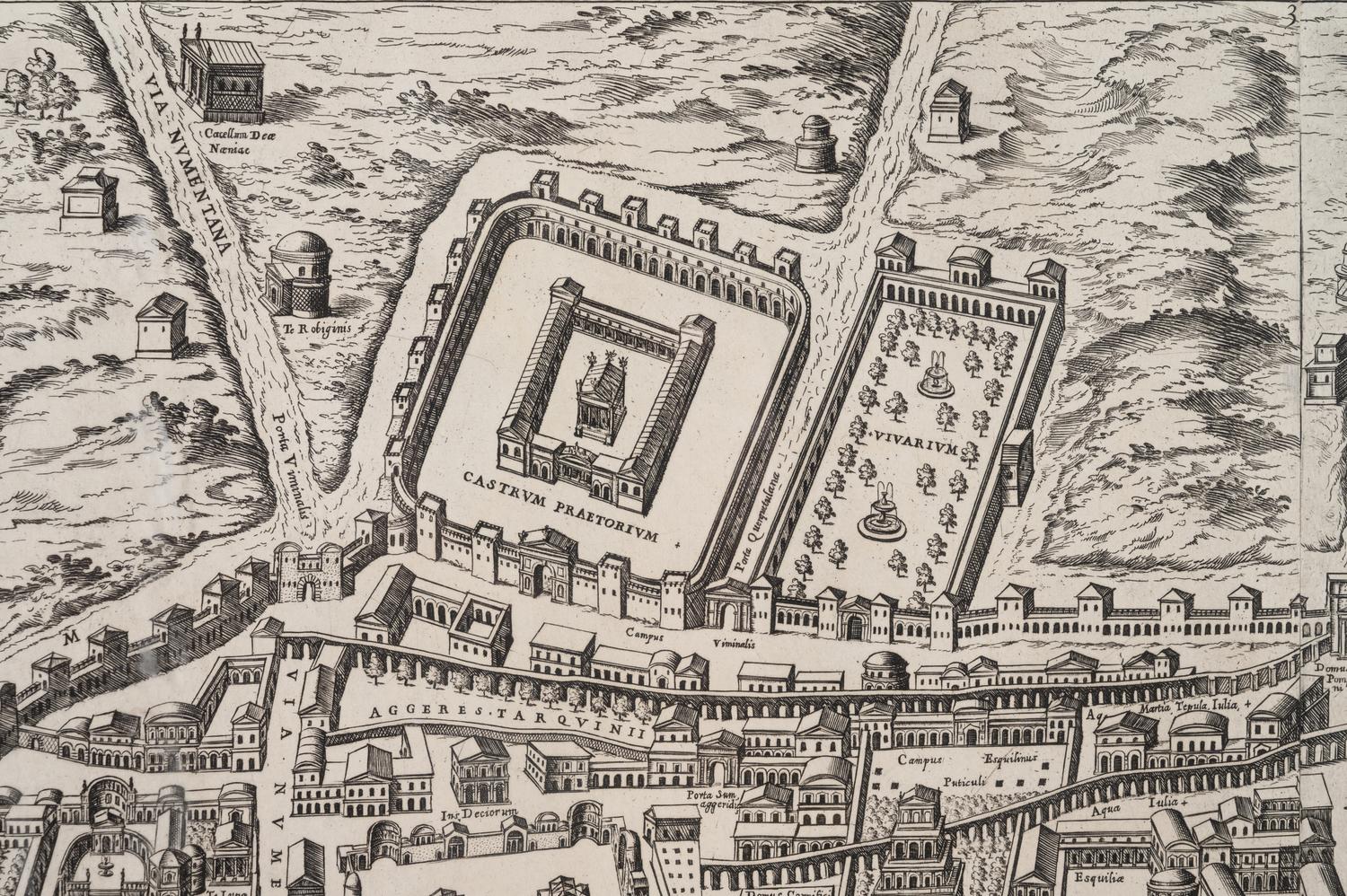 [ROME] -- DU PÉRAC, Etienne (ca 1525-1604). Urbis Romae Sciographia ex Antiquis Monumentis Accuratiss Delineata Descrizione . Rome: Giovanni Giacomo de Rossi, ca 1730.
