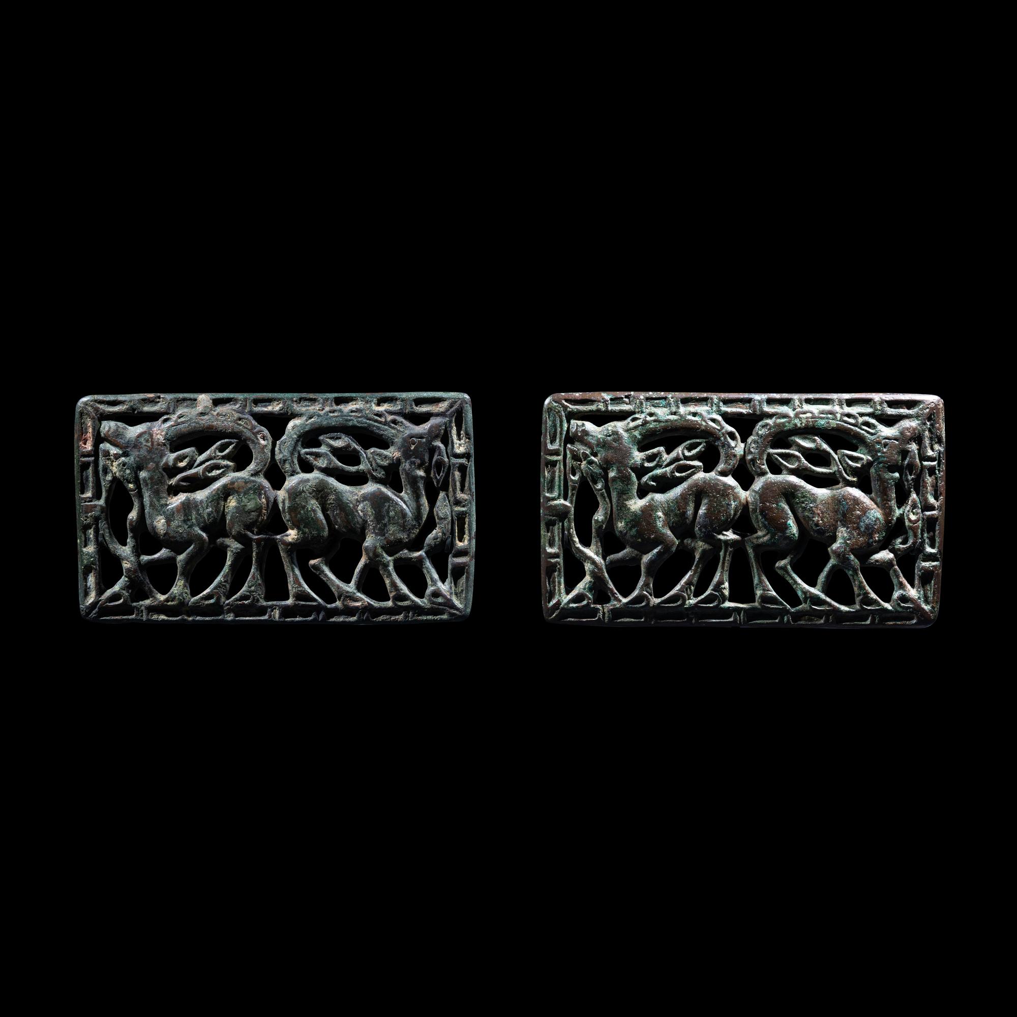 A Pair of Eurasian Bronze Plaques