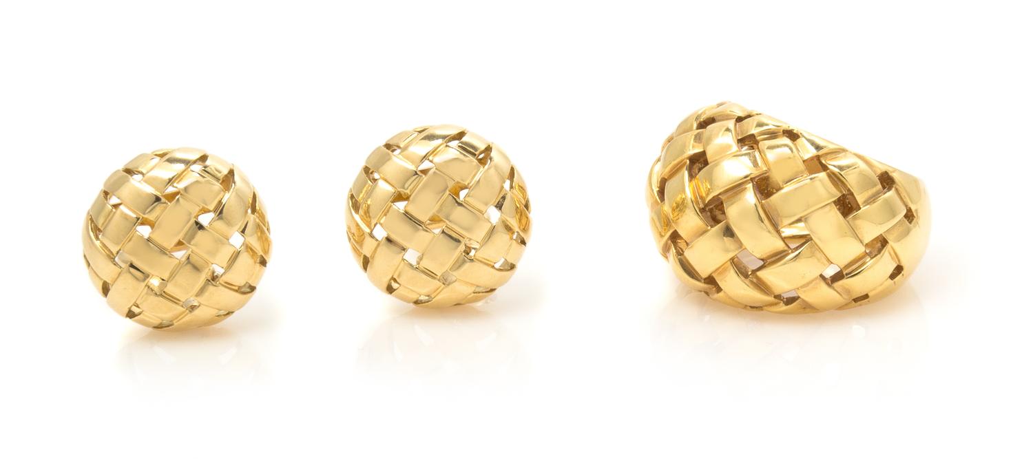A Collection of 18 Karat Yellow Gold "Vannerie" Jewelry, Tiffany & Co., Circa 1989, 13.10 dwts.