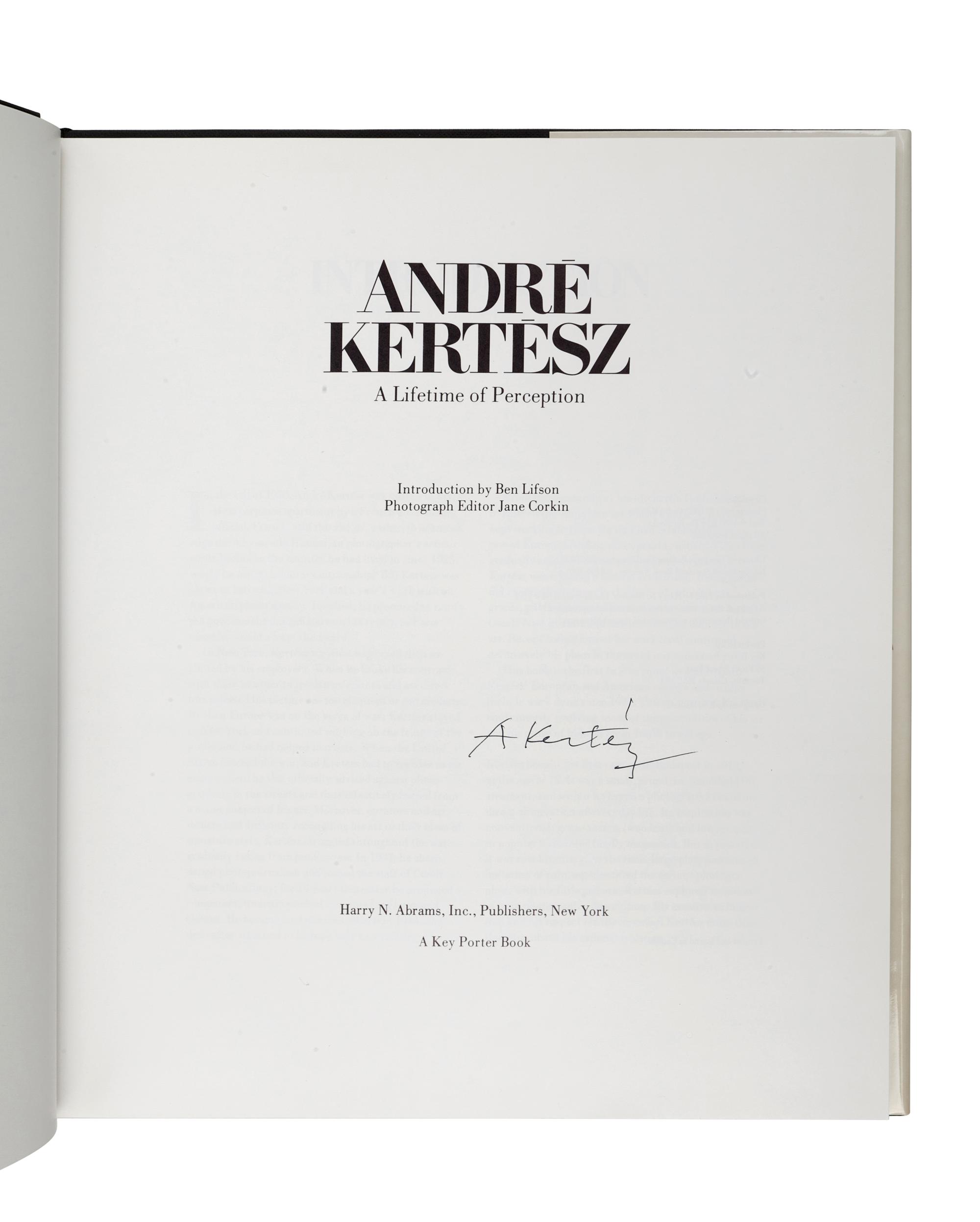 [ARTIST'S BOOK]. KERTÉSZ, André (1894-1985). A Lifetime of Perception . New York: Harry N. Abrams, Inc., Publishers, 1982.