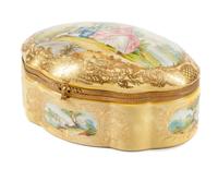 A Sevres Style Porcelain Casket Width 11 1/2 inches.