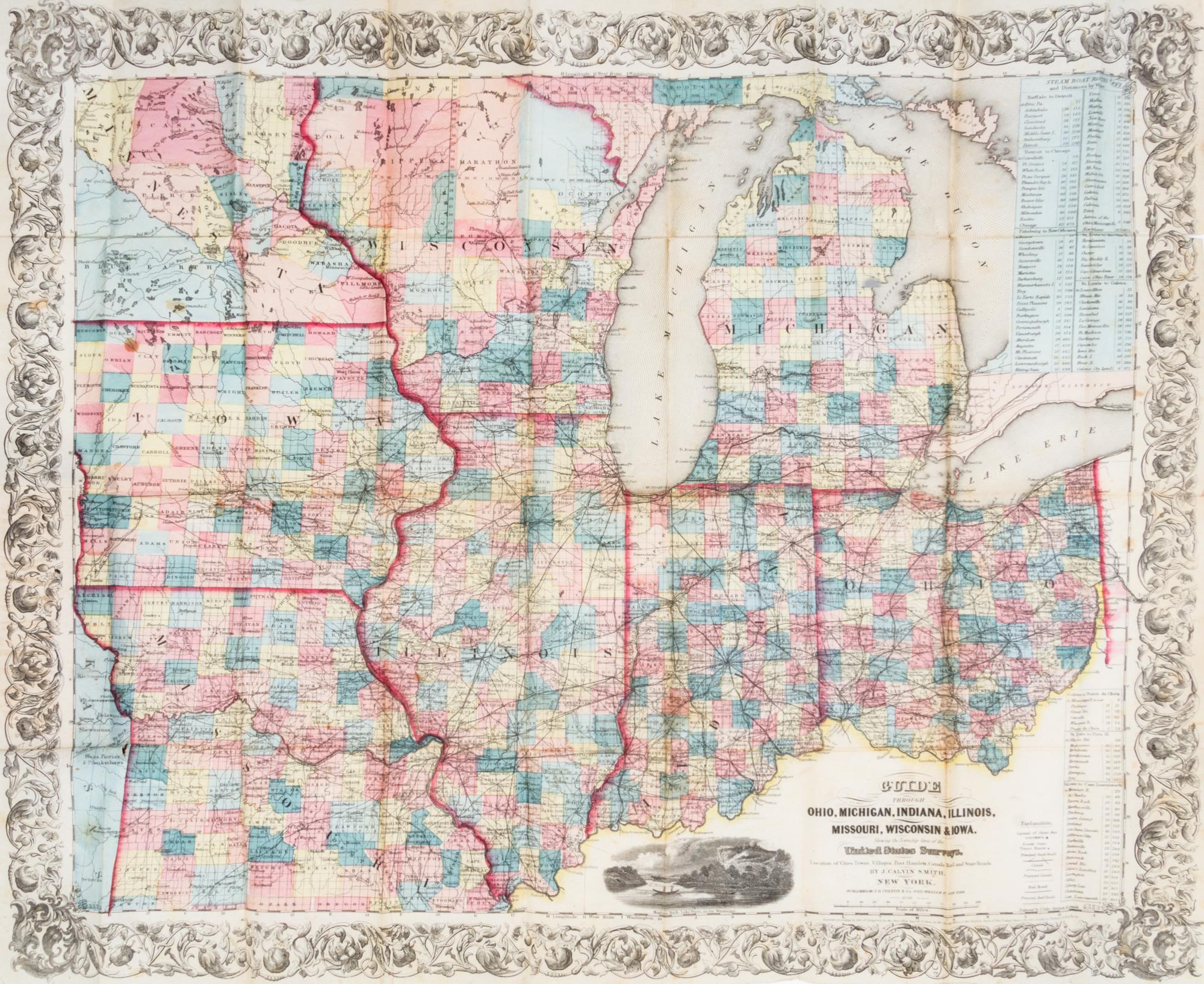 (MAP, MIDWEST)) COLTON, J.H. The Western Tourist and Emigrant's Guide... NEw York, 1854 [map dated 1855]