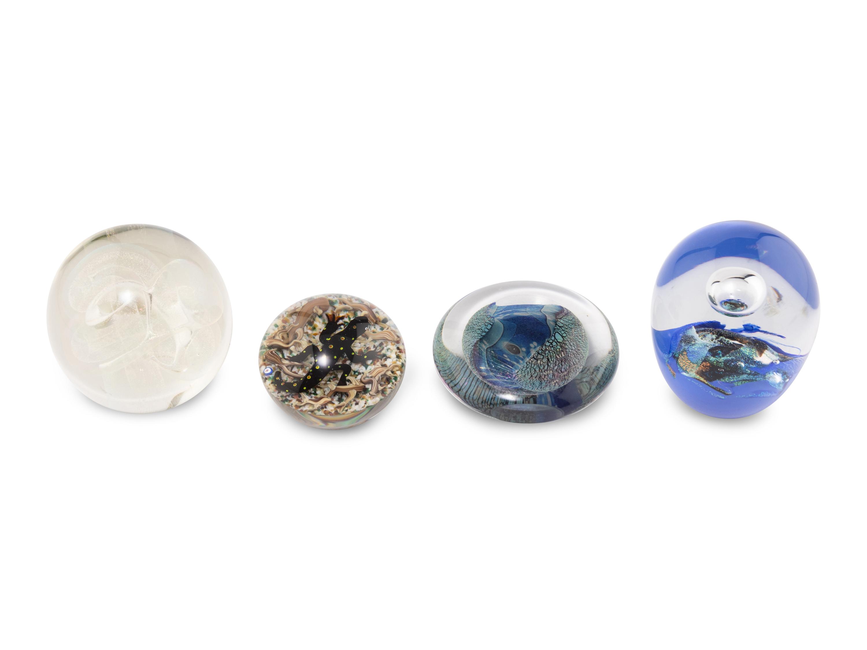Paperweight together with Three Artists Unknown Paperweights