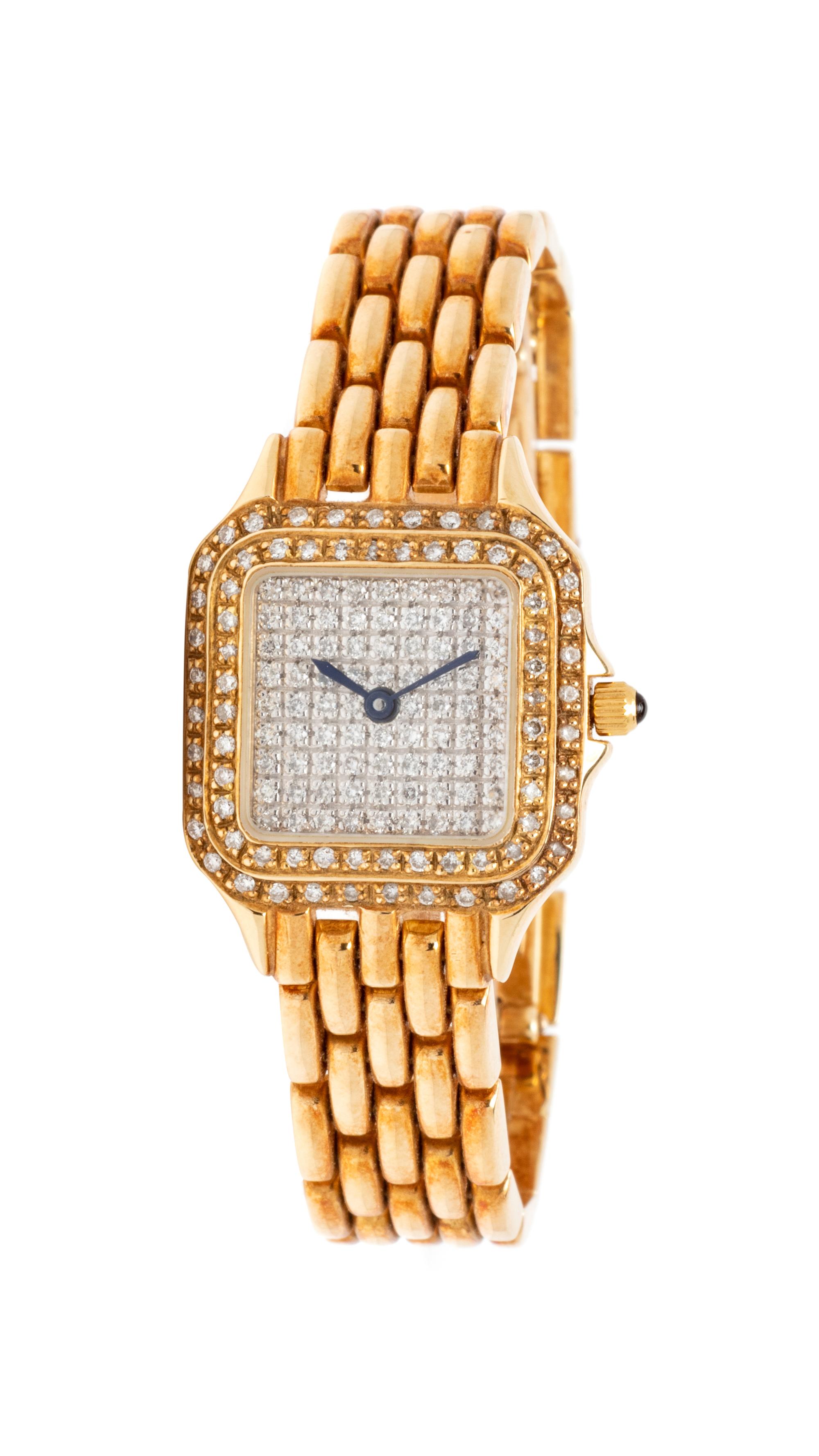 A 14 Karat Yellow Gold and Diamond Watch,