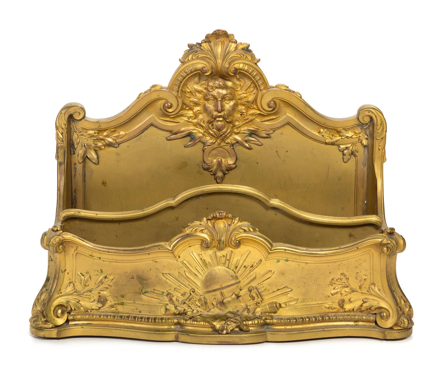 A Napoleon III Gilt Bronze Letter Rack Width 14 1/2 inches. — RAMBAUD, PARIS, CAST BY SUSSE FRERES