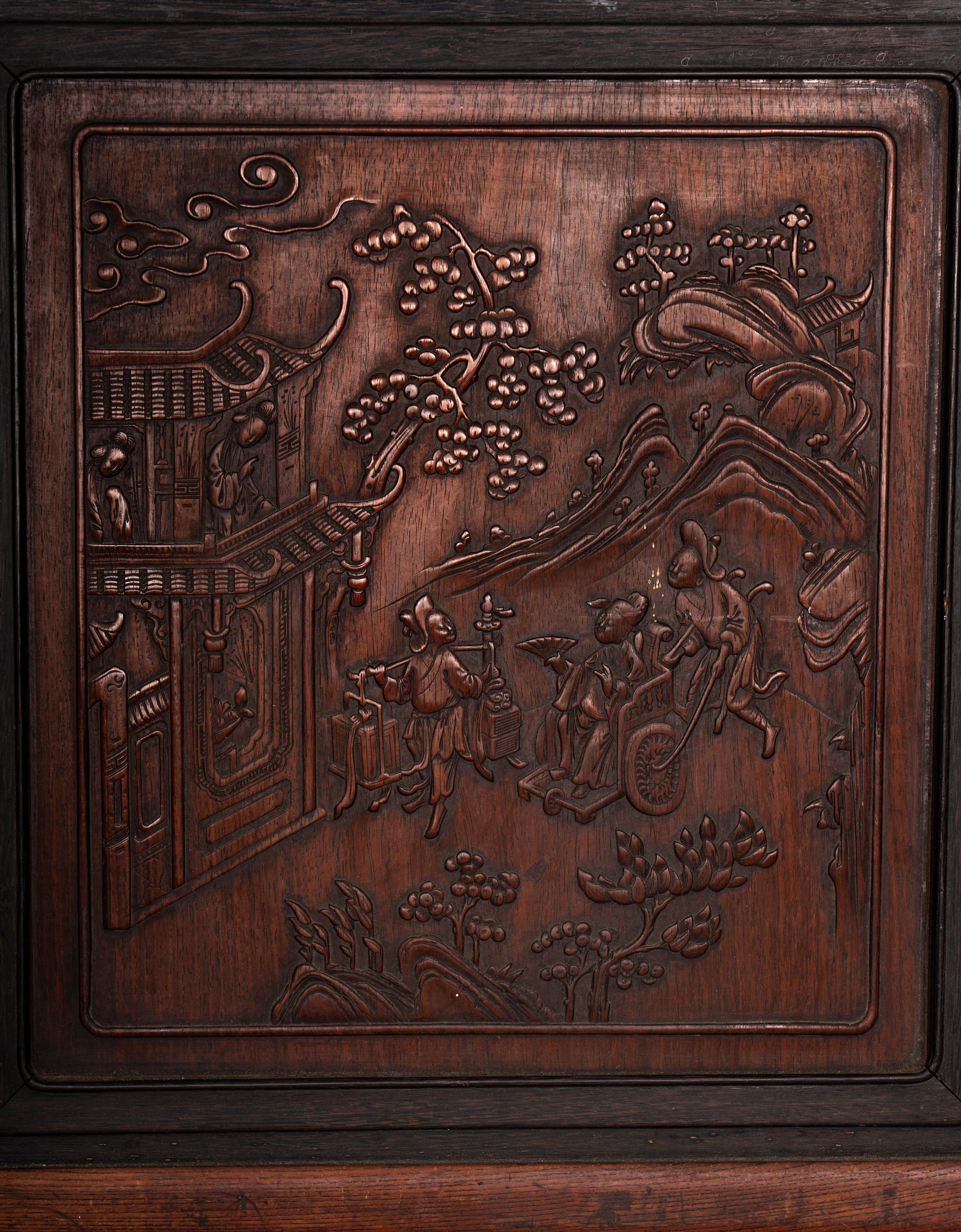 Eight Chinese Carved Wood Rectangular Panels