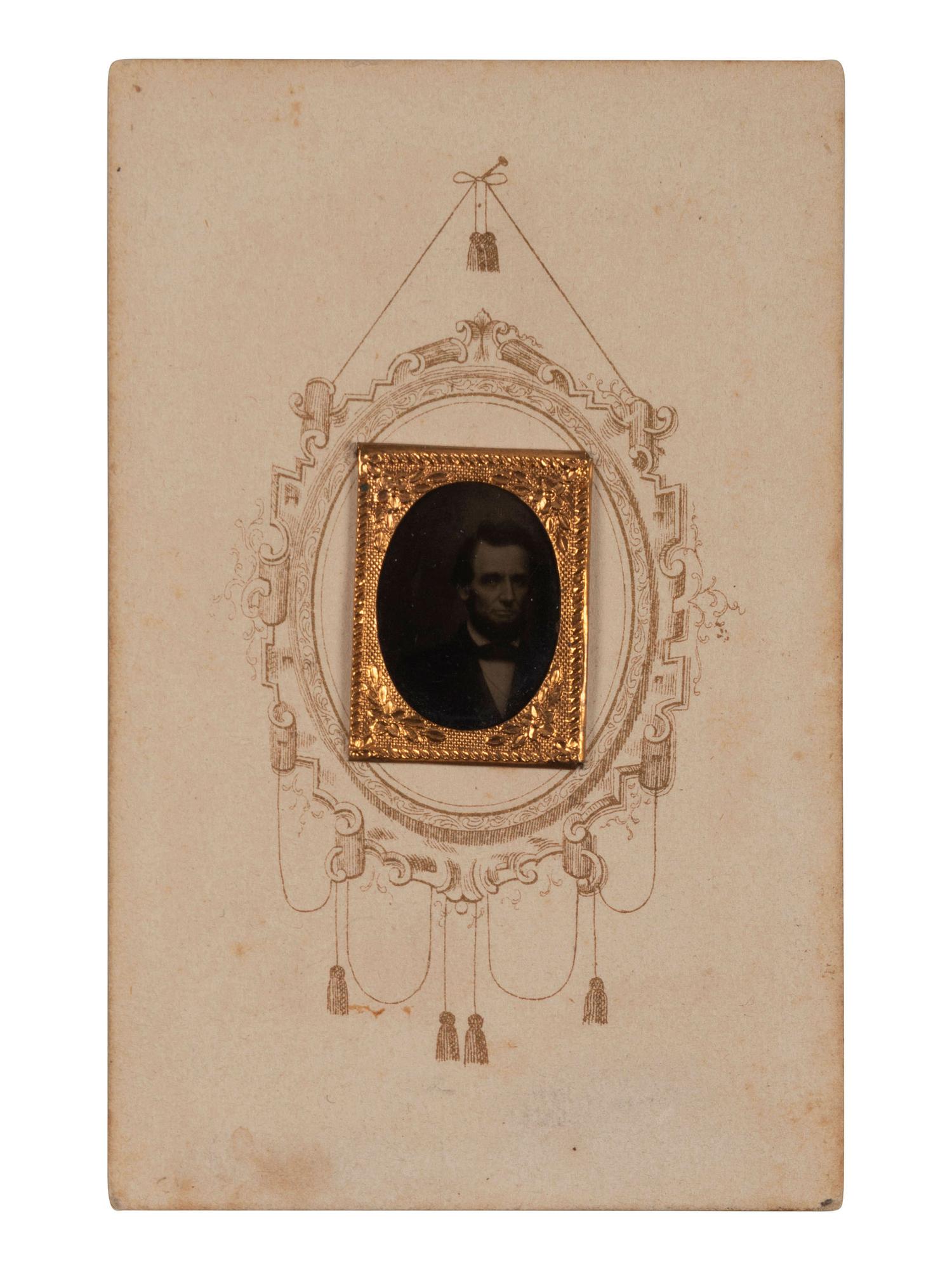 [LINCOLN, Abraham (1809-1865)]. Gem-sized tintype of Abraham Lincoln.