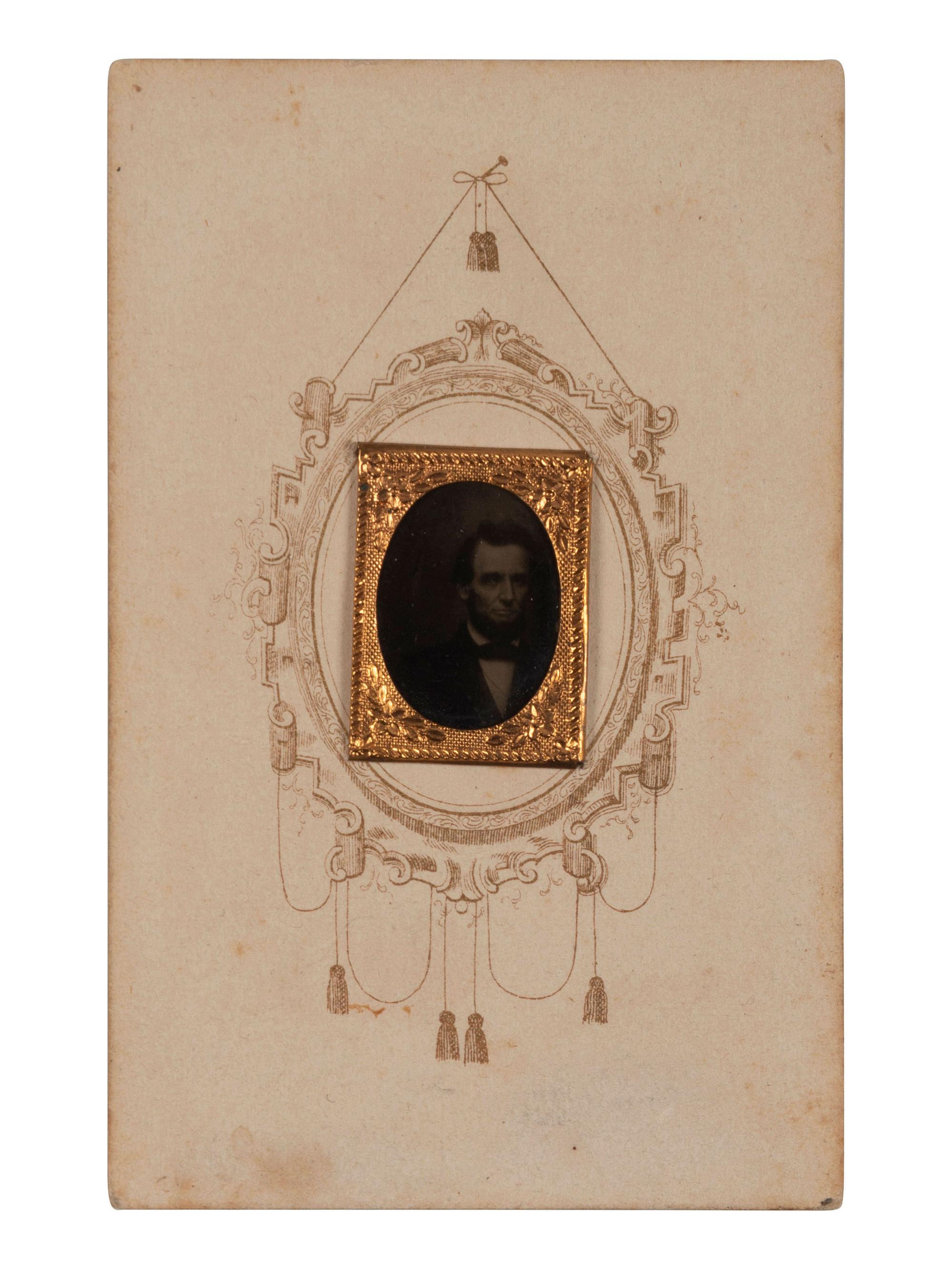 [LINCOLN, Abraham (1809-1865)]. Gem-sized tintype of Abraham Lincoln.