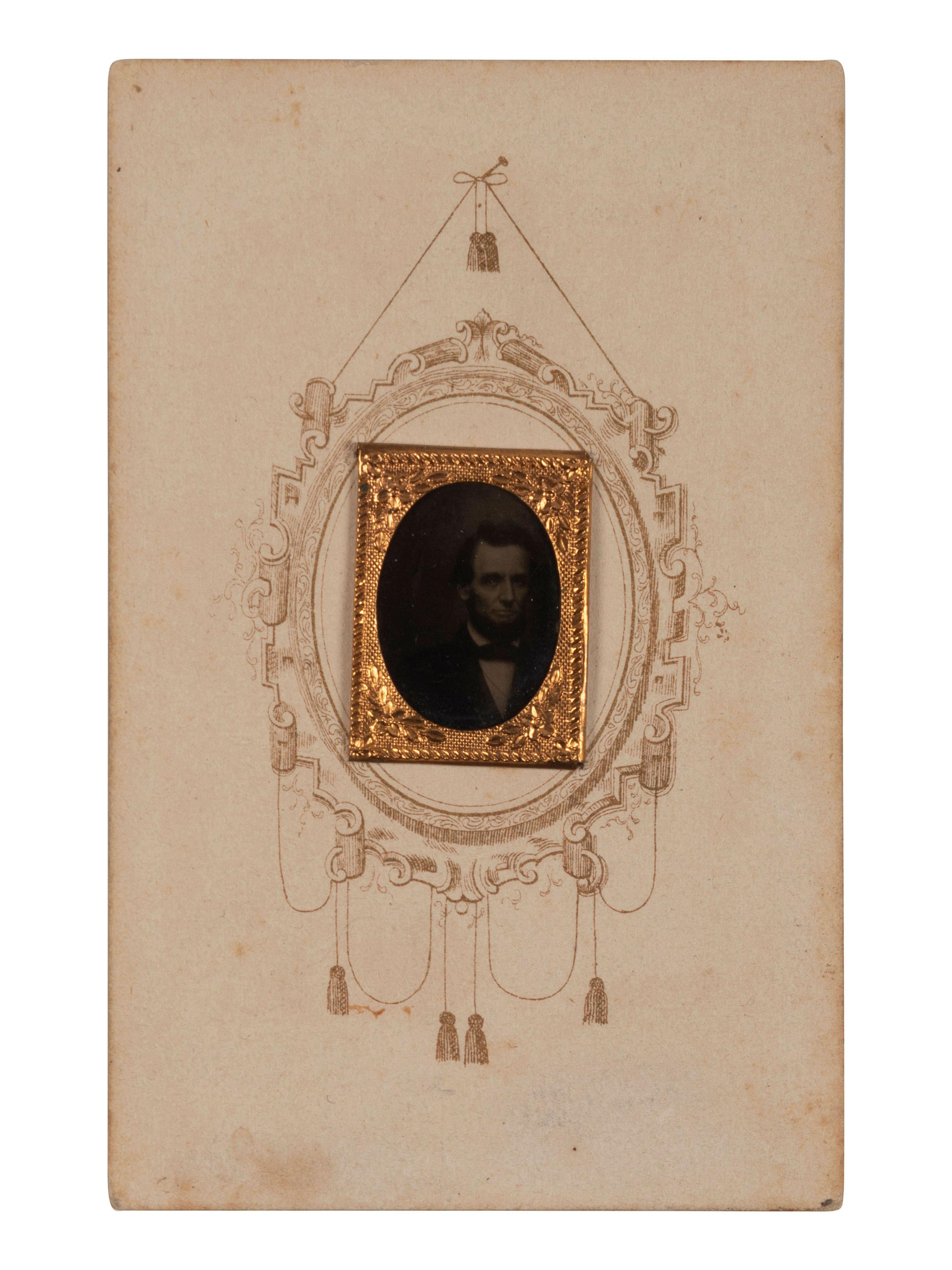 [LINCOLN, Abraham (1809-1865)]. Gem-sized tintype of Abraham Lincoln.