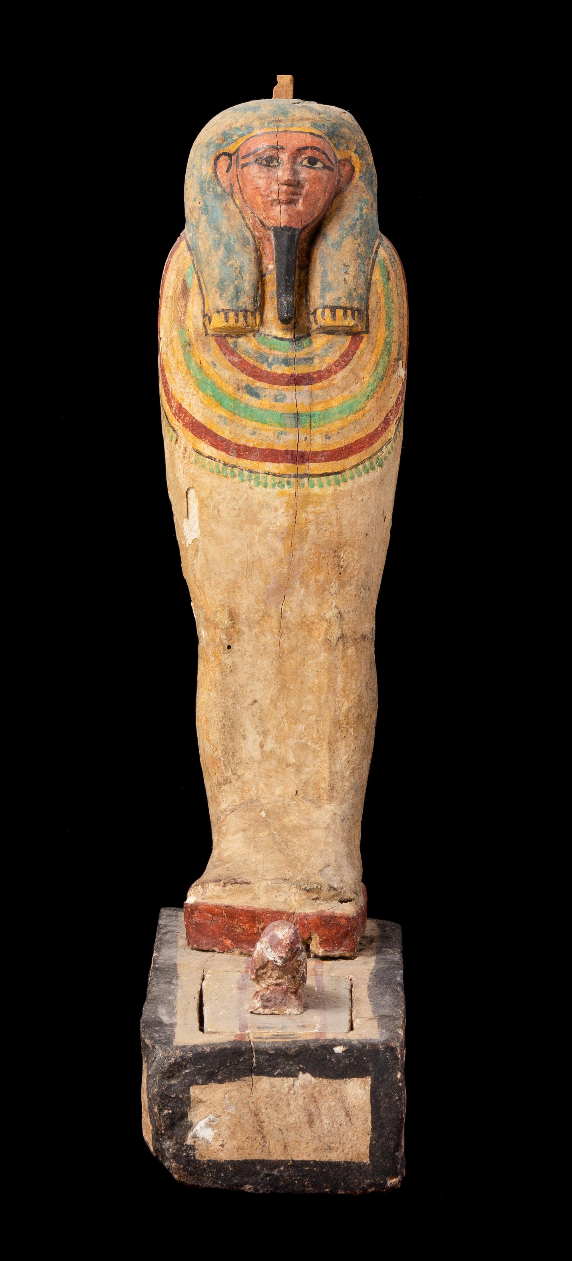 An Egyptian Painted Wood Ptah-Sokar-Osiris Height 28 1/2 inches. — LATE PERIOD TO PTOLEMAIC PERIOD, 664-30 B.C.E.