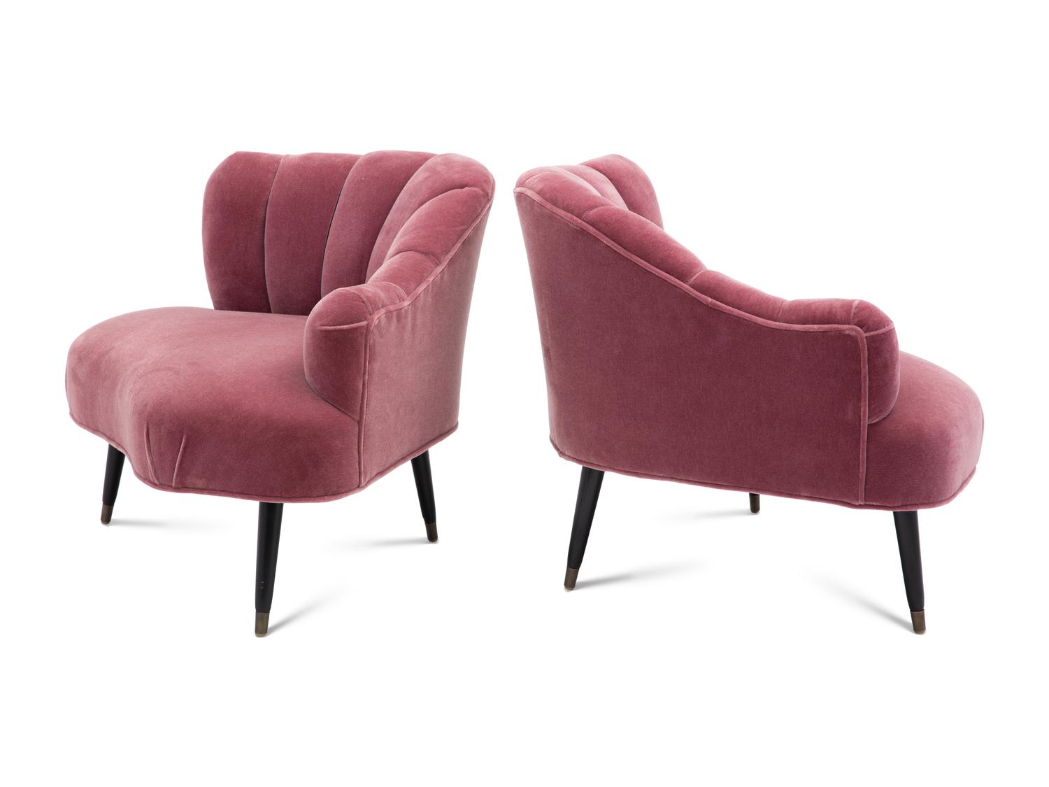 A Pair of Channel-Back Serpentine Lounge Chairs