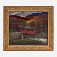 Susan Gertrude Schell (American, 1891-1970) Covered Bridge in Fall Landscape