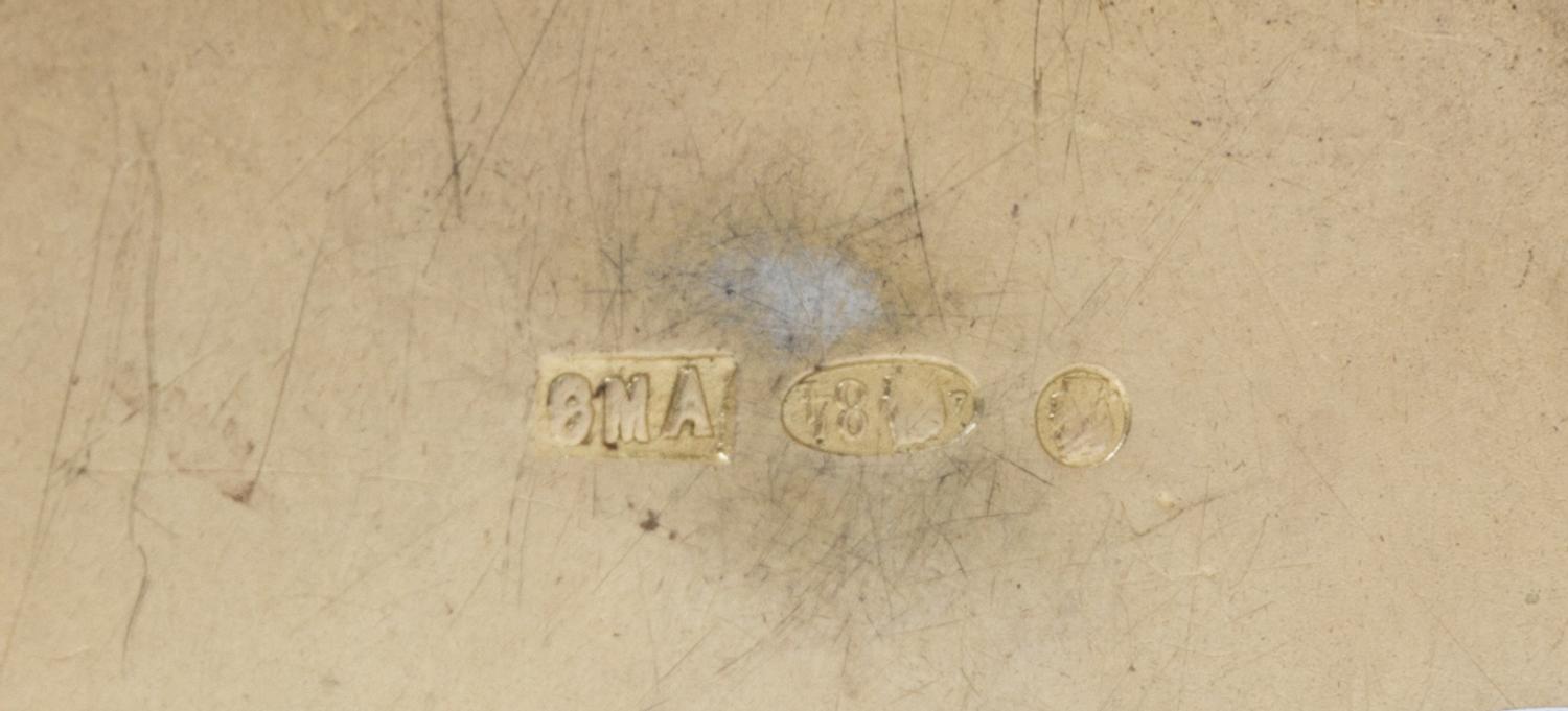 A Russian Enameled Silver-Gilt Snuff Box, Mark of Sixth Artel, Moscow, early 20th century, of hexagonal form, the lid centered by a flo
