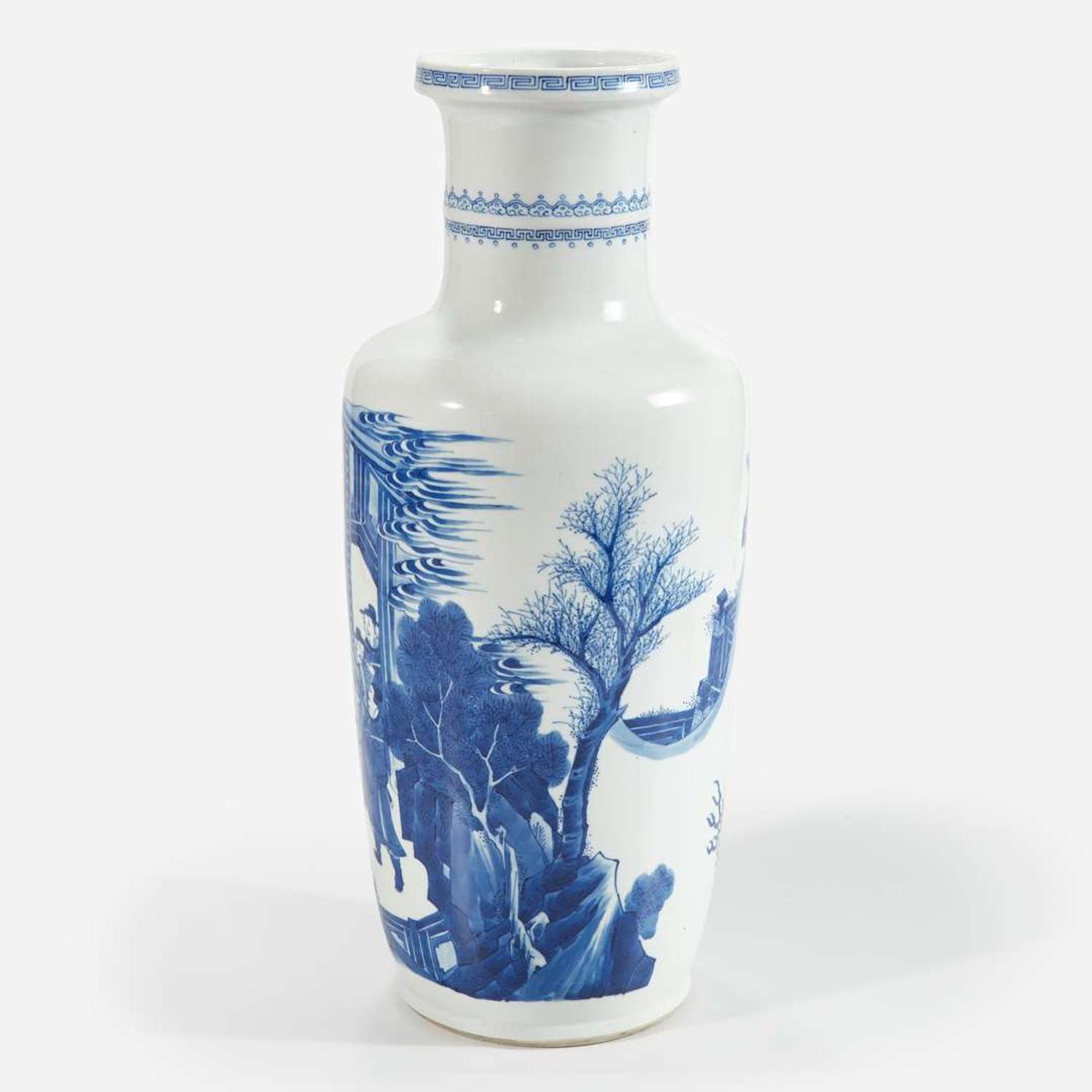 A Chinese blue and white rouleau vase