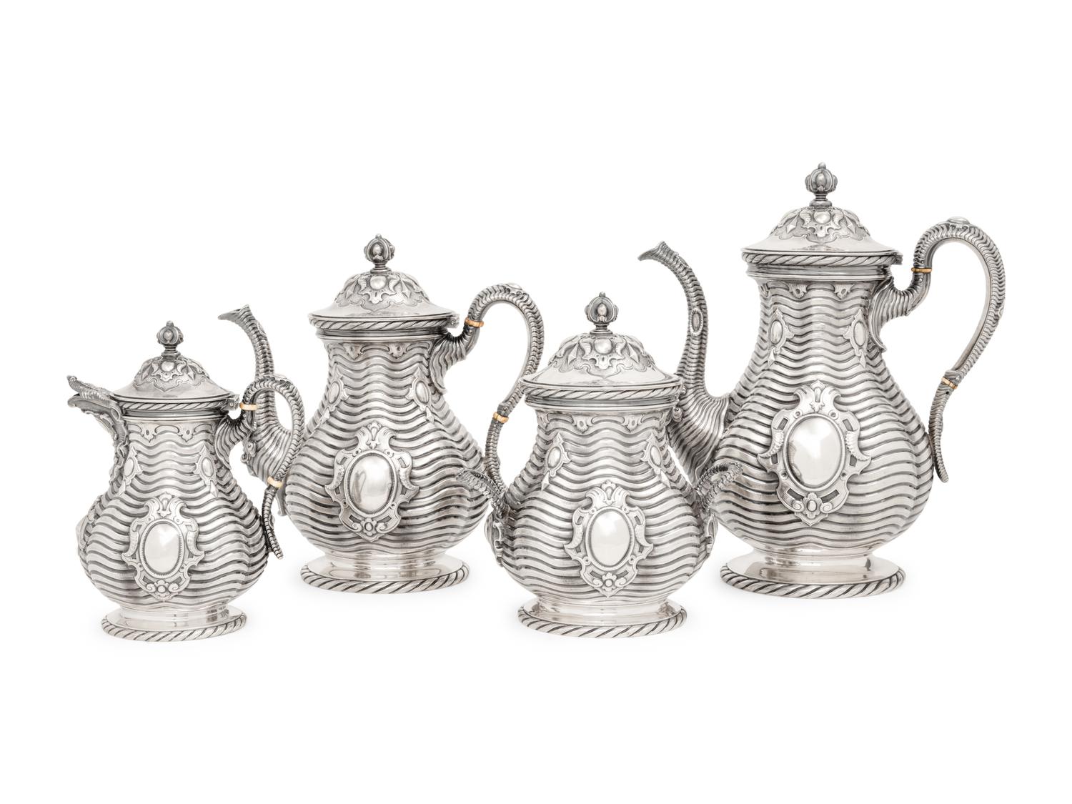 A Rare Grosjean and Woodward for Tiffany and Co. Silver Four-Piece Tea and Coffee Service