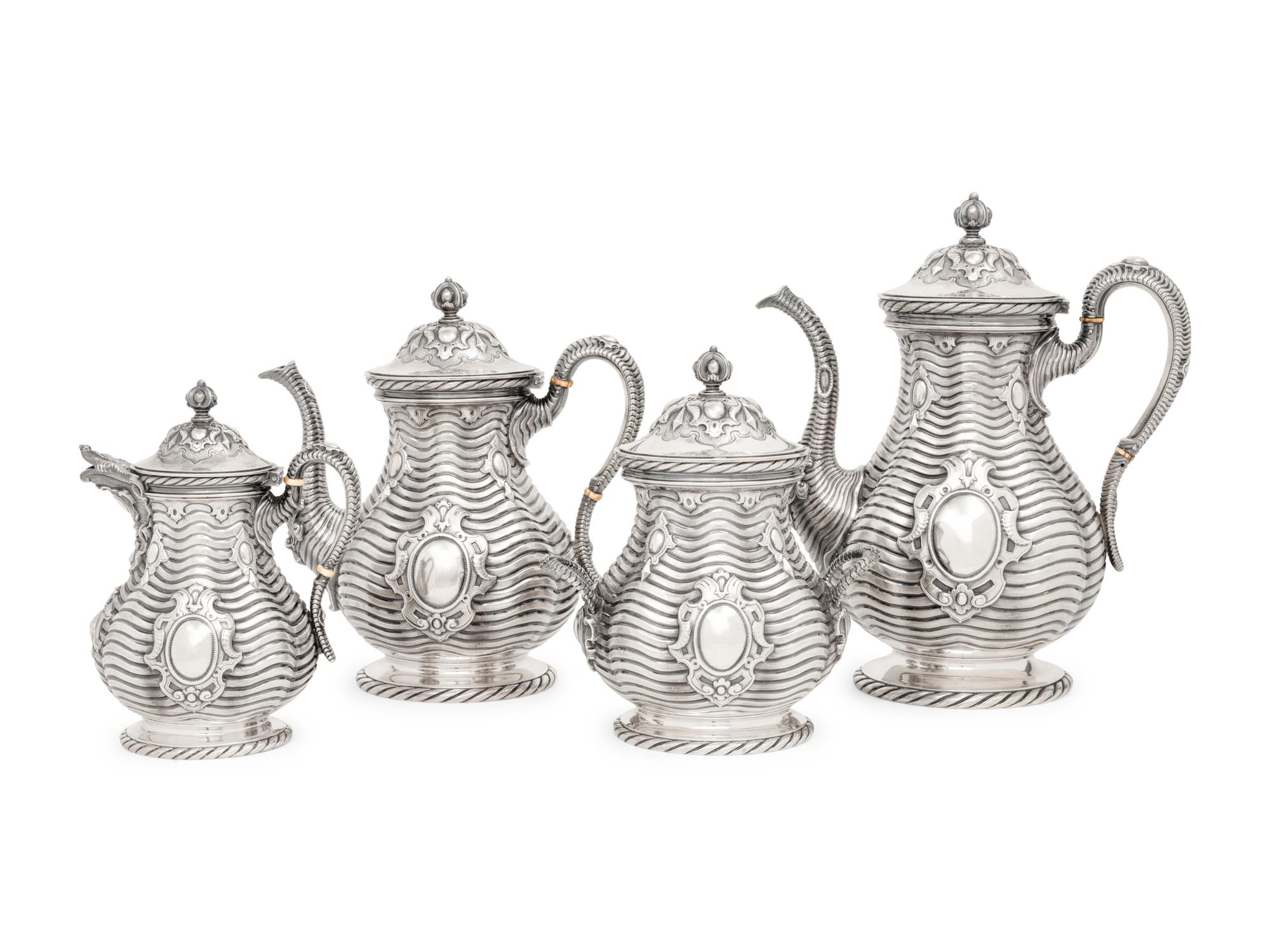 A Rare Grosjean and Woodward for Tiffany and Co. Silver Four-Piece Tea and Coffee Service