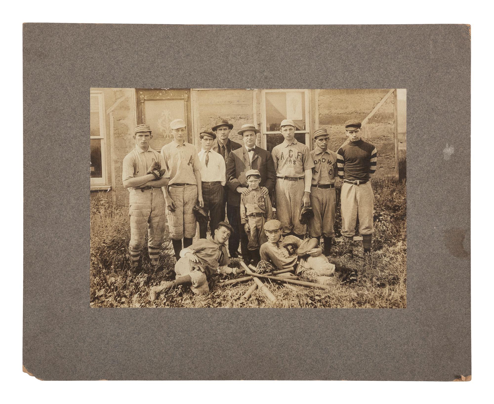 [EARLY PHOTOGRAPHY - SPORTS]. 9 photographs of various sports teams and players, including: