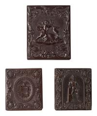 [CIVIL WAR]. 3 tintype portraits of armed soldiers housed in figural Union cases.
