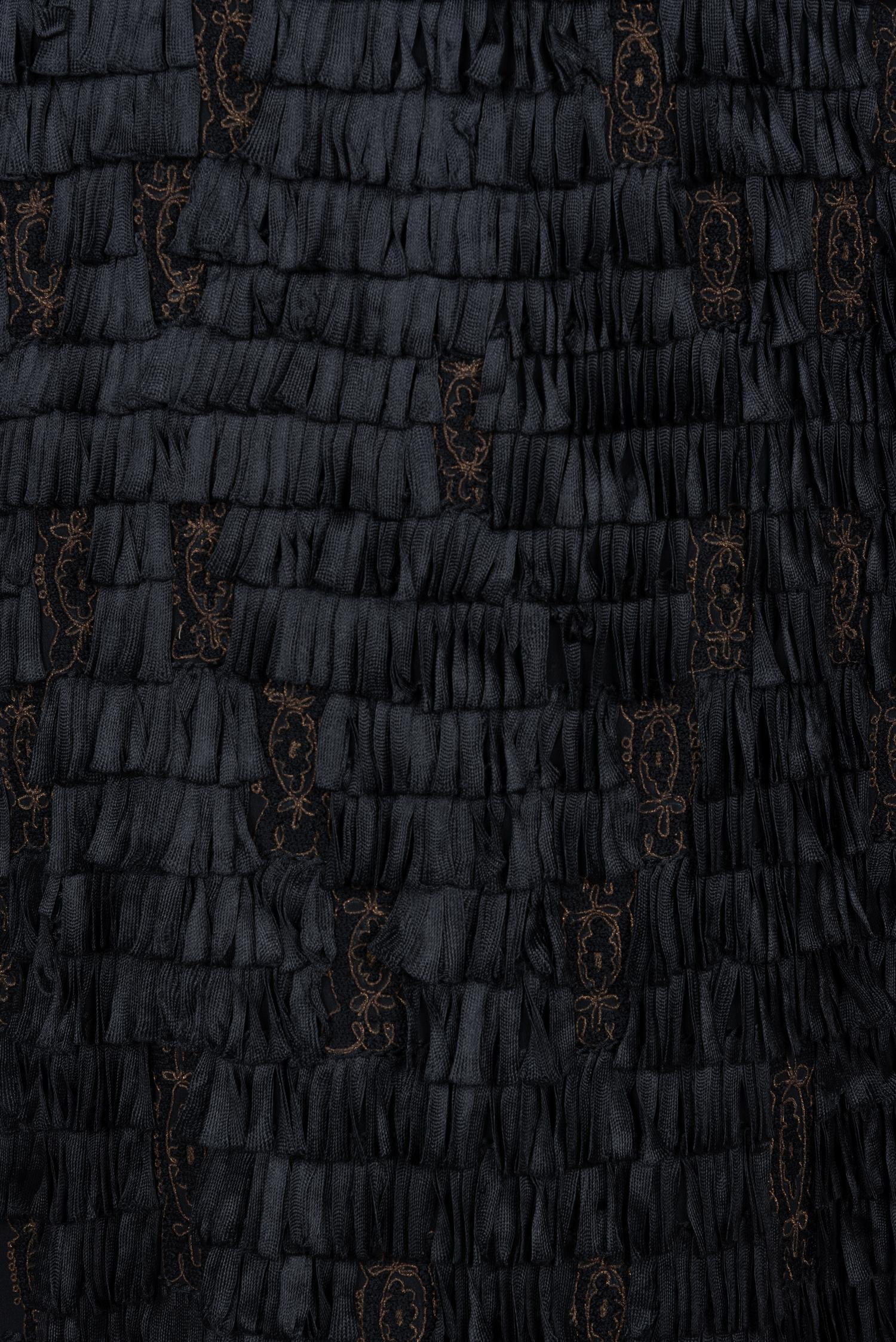 Unlabeled Black Coat with Ruffles, 1910-30s