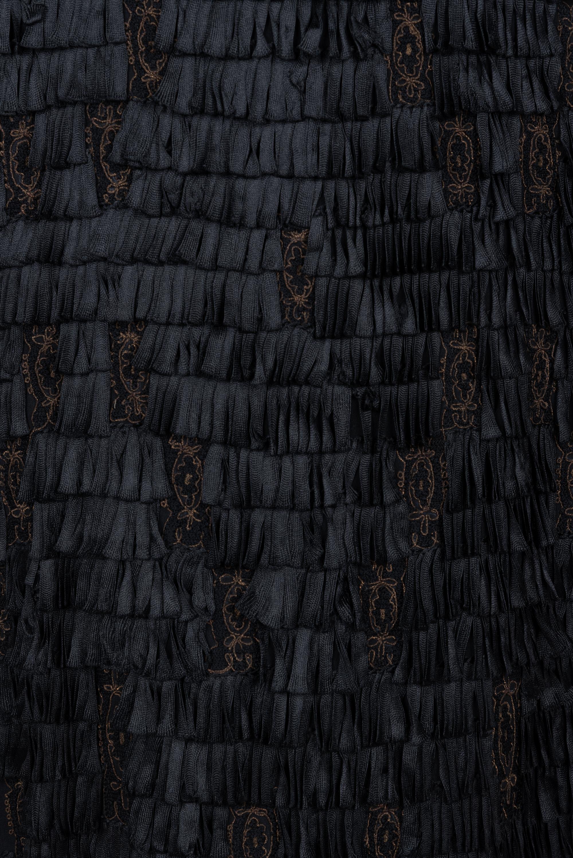 Unlabeled Black Coat with Ruffles, 1910-30s