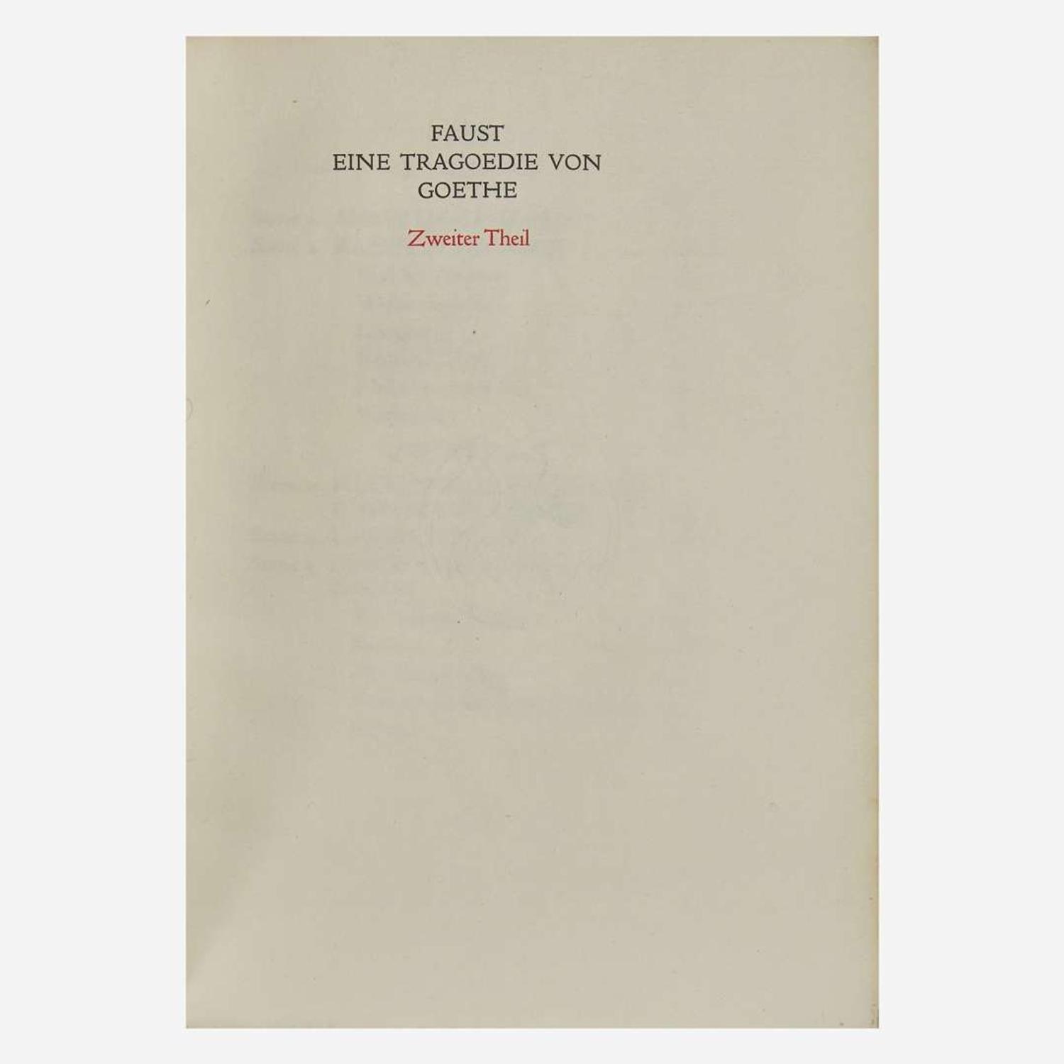 [Private Press] [Doves Press, The] Goethe, Johann Wolfgang von Faust eine tragoedie von Goethe