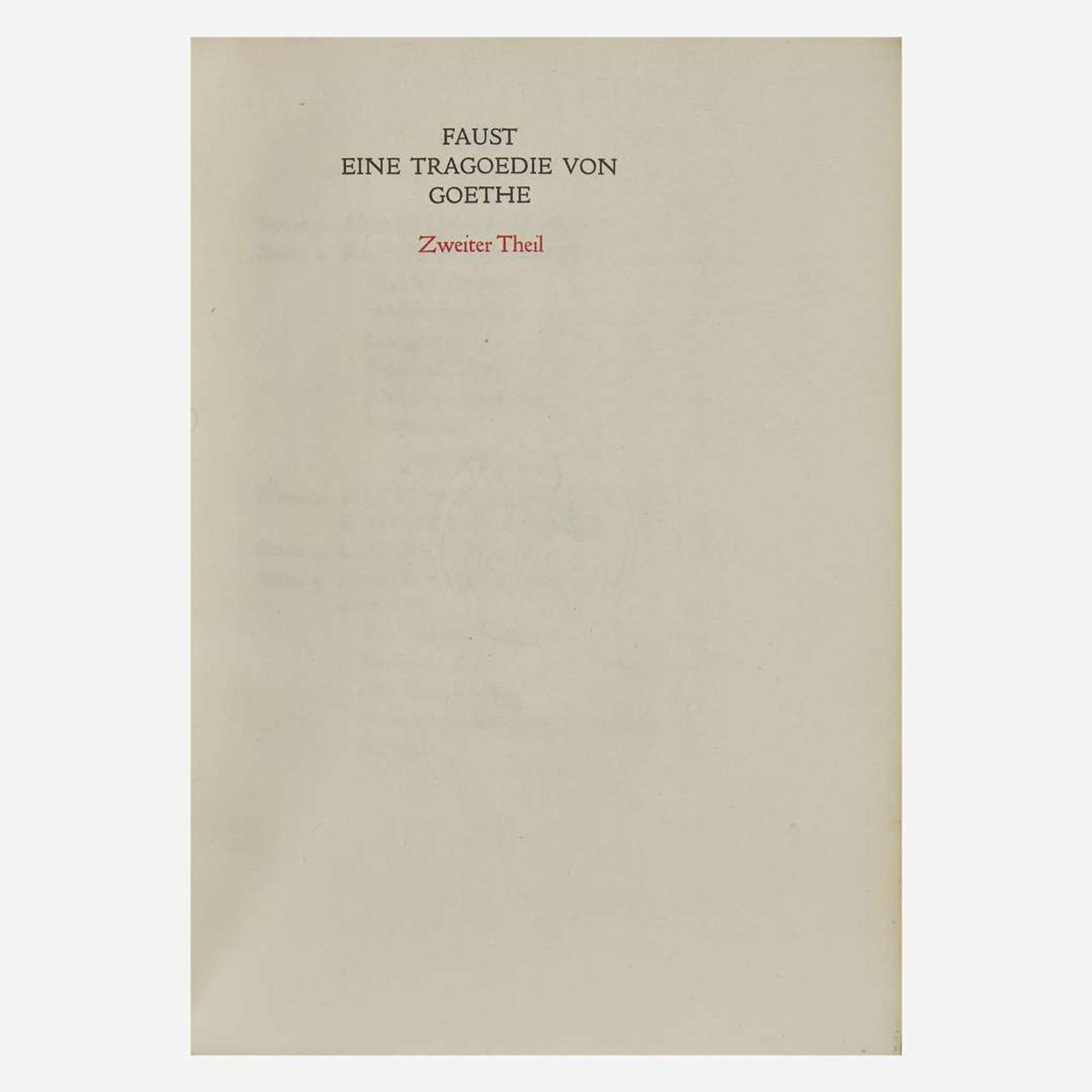 [Private Press] [Doves Press, The] Goethe, Johann Wolfgang von Faust eine tragoedie von Goethe