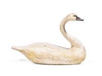 A Carved and Painted Wood Swan Figure