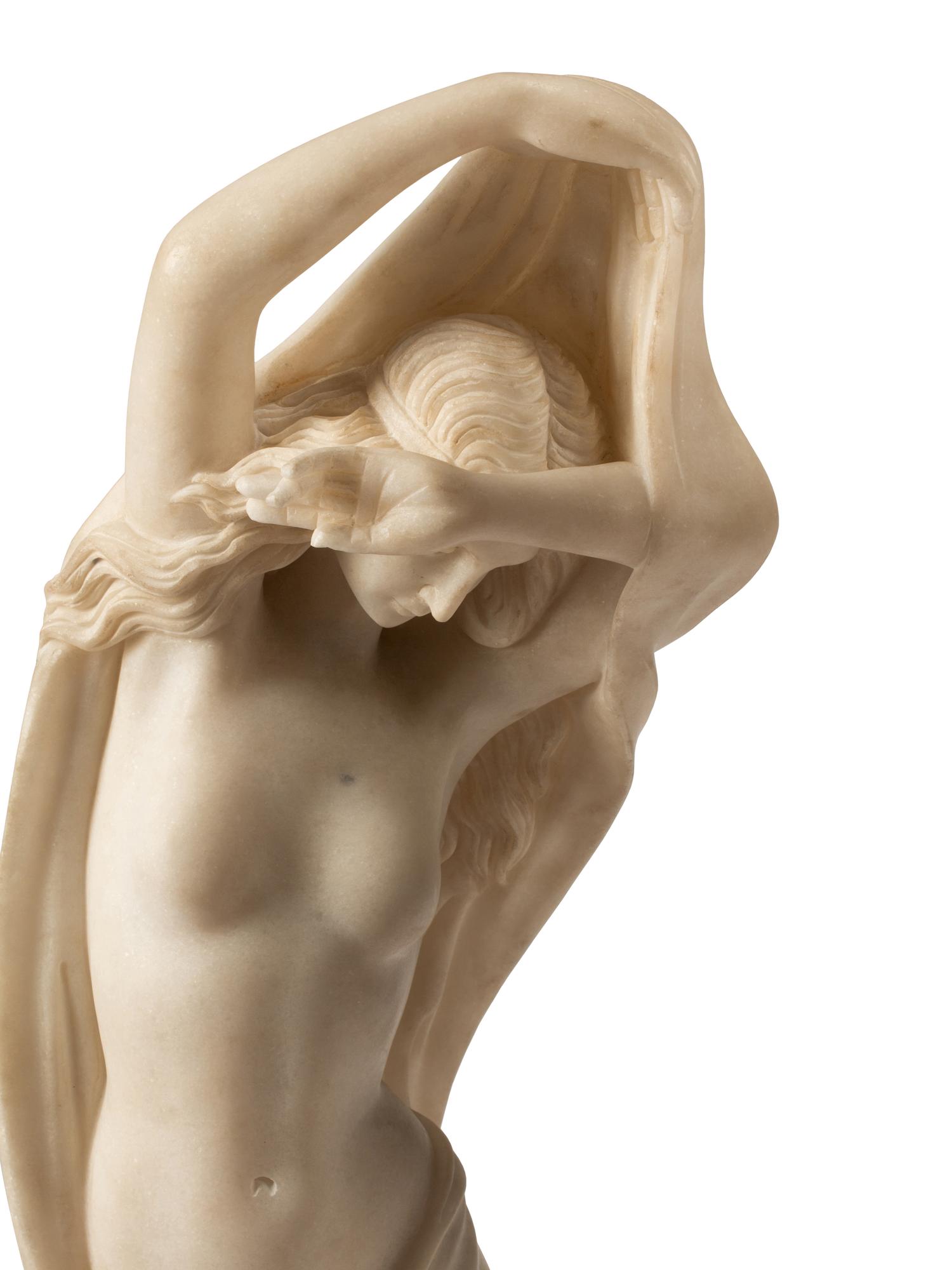 A Pair of Italian Marble Figures of Ladies with Cherubs