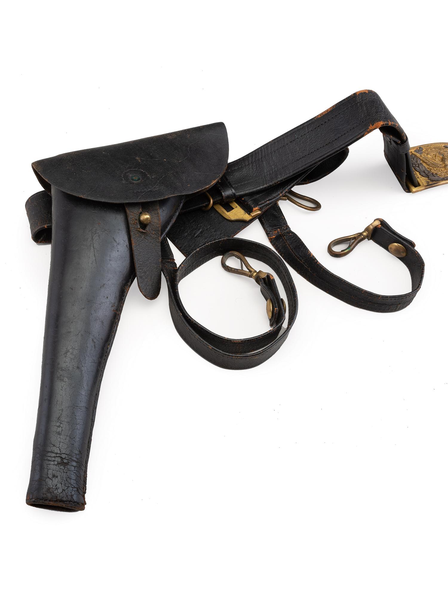 [CIVIL WAR]. Sword belt equipped with Model 1851 enlisted sword belt plate and holster.