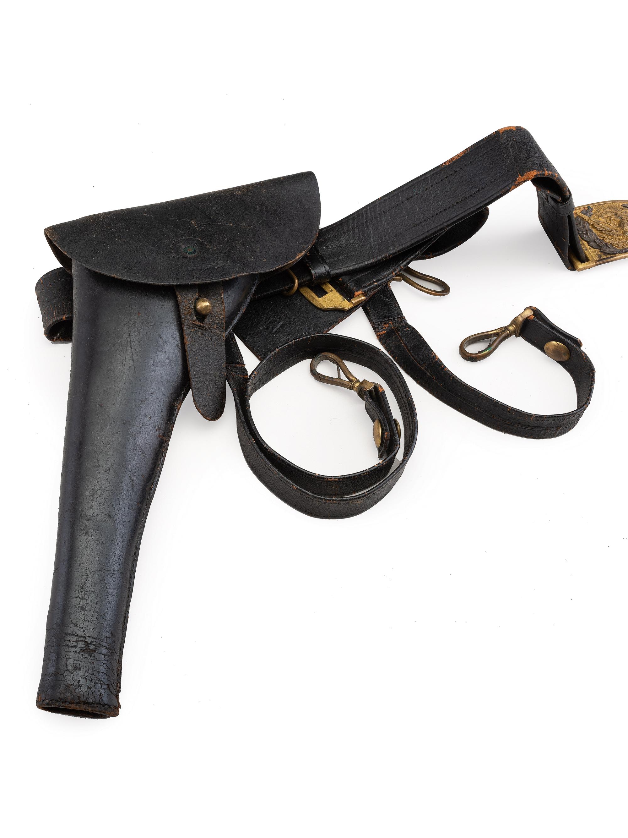 [CIVIL WAR]. Sword belt equipped with Model 1851 enlisted sword belt plate and holster.