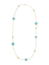 ASPERY & GULDAG, YELLOW GOLD, RECONSTITUTED TURQUOISE AND DIAMOND NECKLACE