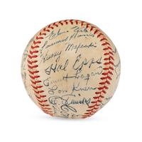 A 1946 Philadelphia Athletics Team Signed Autograph Baseball Featuring Connie Mack and Al Simmons (Beckett Authentication Services)