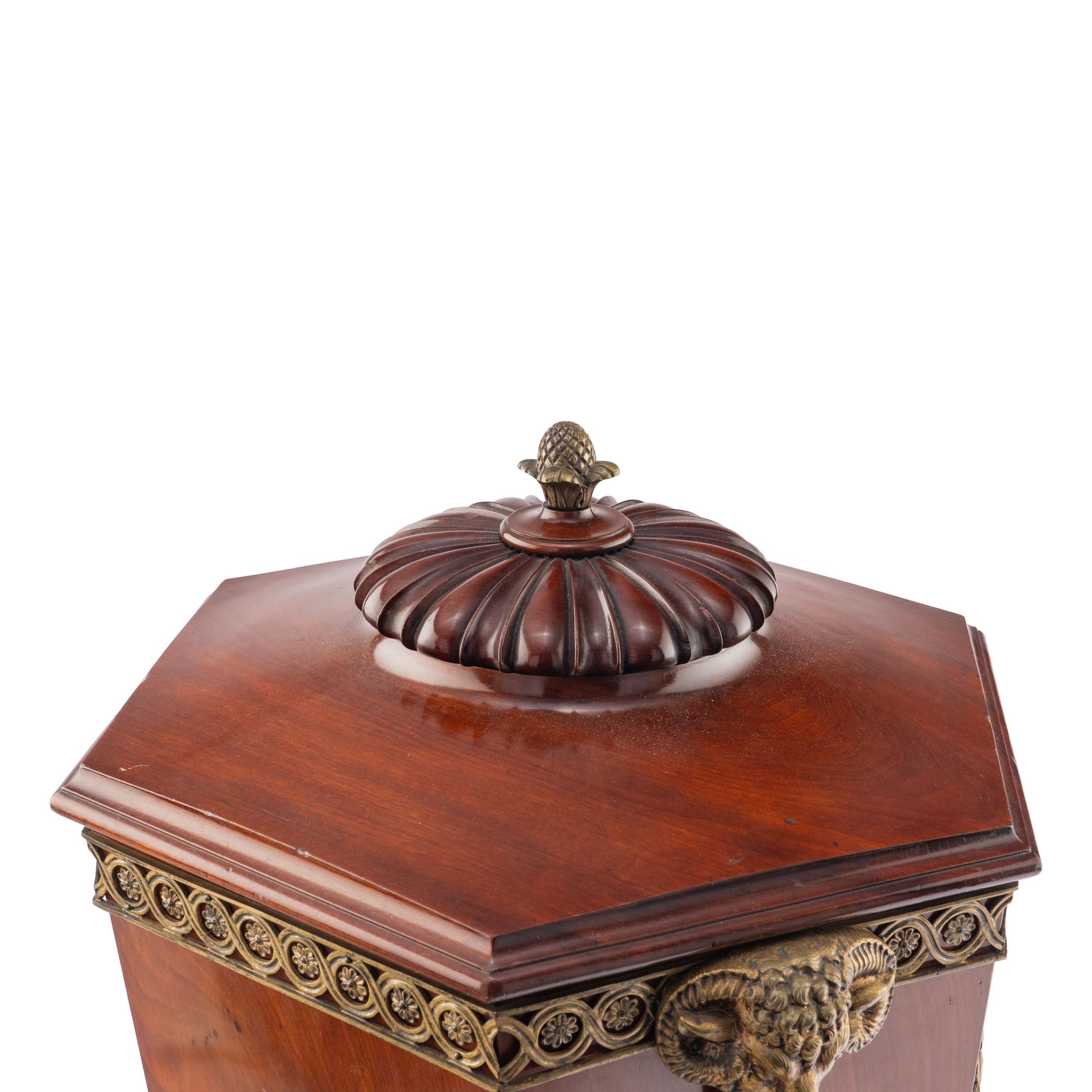 A George III Style Mahogany and Gilt Bronze Mounted Cellarette