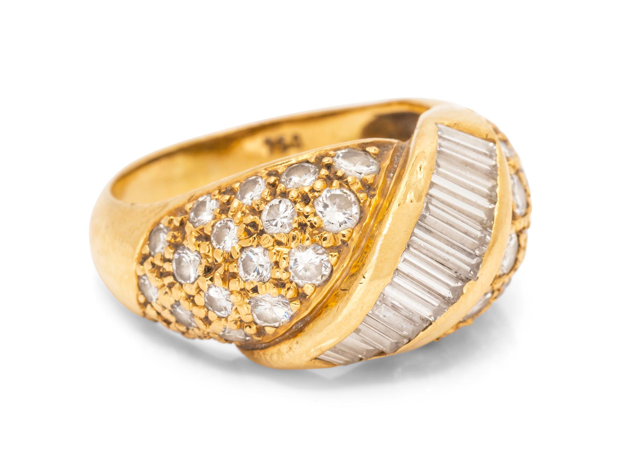 An 18 Karat Yellow Gold and Diamond Ring,