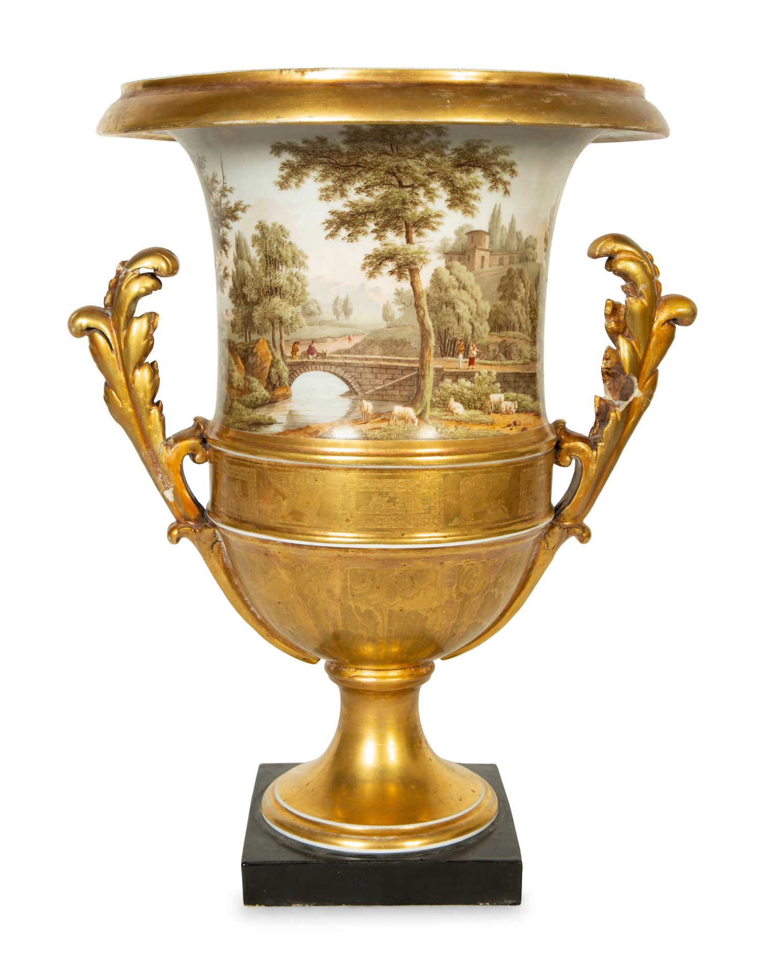 A Large English Porcelain Topographical Urn