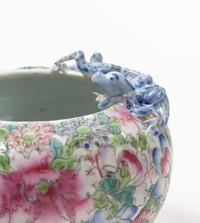 Three Chinese Famille Rose 'Millefleur' Porcelain Articles