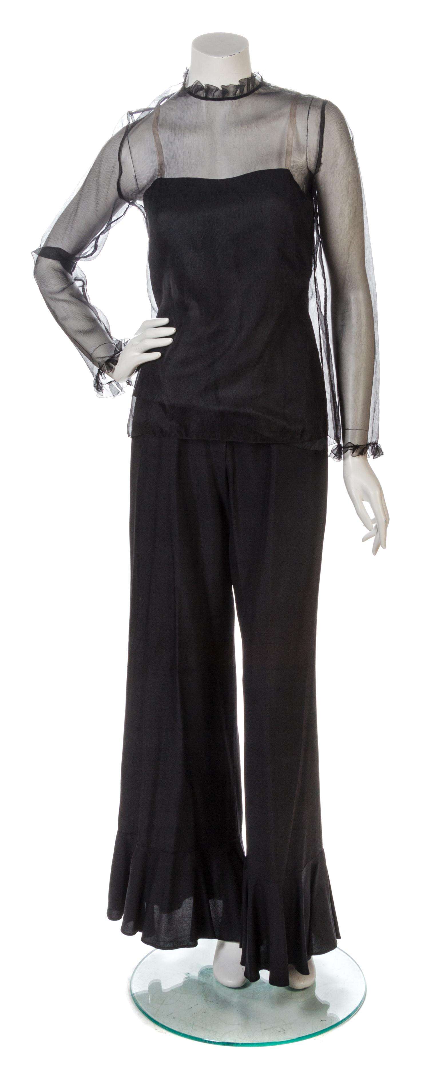A Christian Dior Black Cocktail Pant Ensemble, Pants size 8.