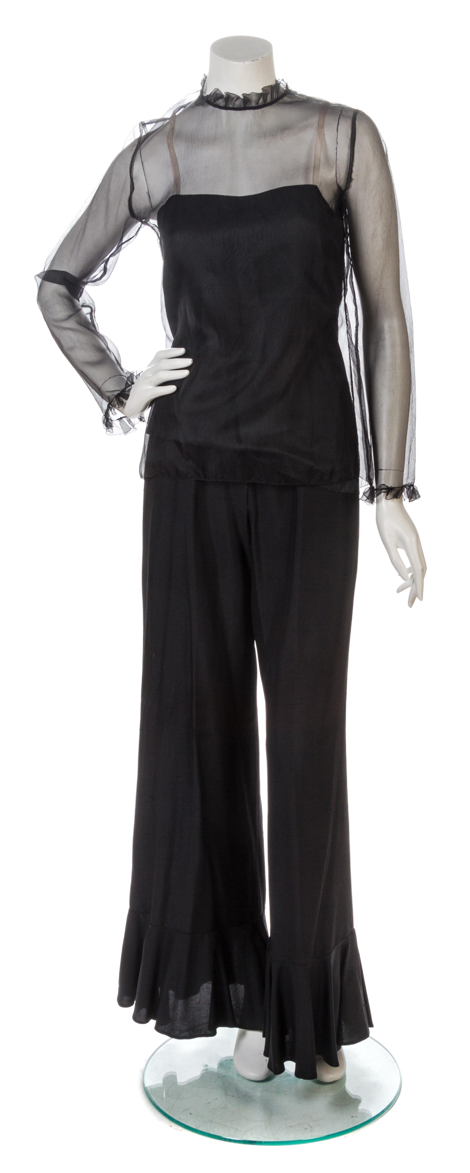 A Christian Dior Black Cocktail Pant Ensemble, Pants size 8.