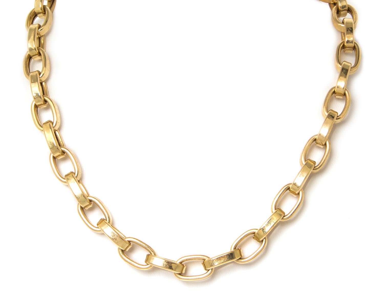 A 14 Karat Yellow Gold Link Necklace, 17.60 dwts.