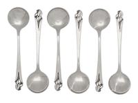 A Set of Twelve American Silver Bouillon Spoons, Frank W. Smith Silver Co., Gardner, MA, Mid-20th Century, the handles with berried blo