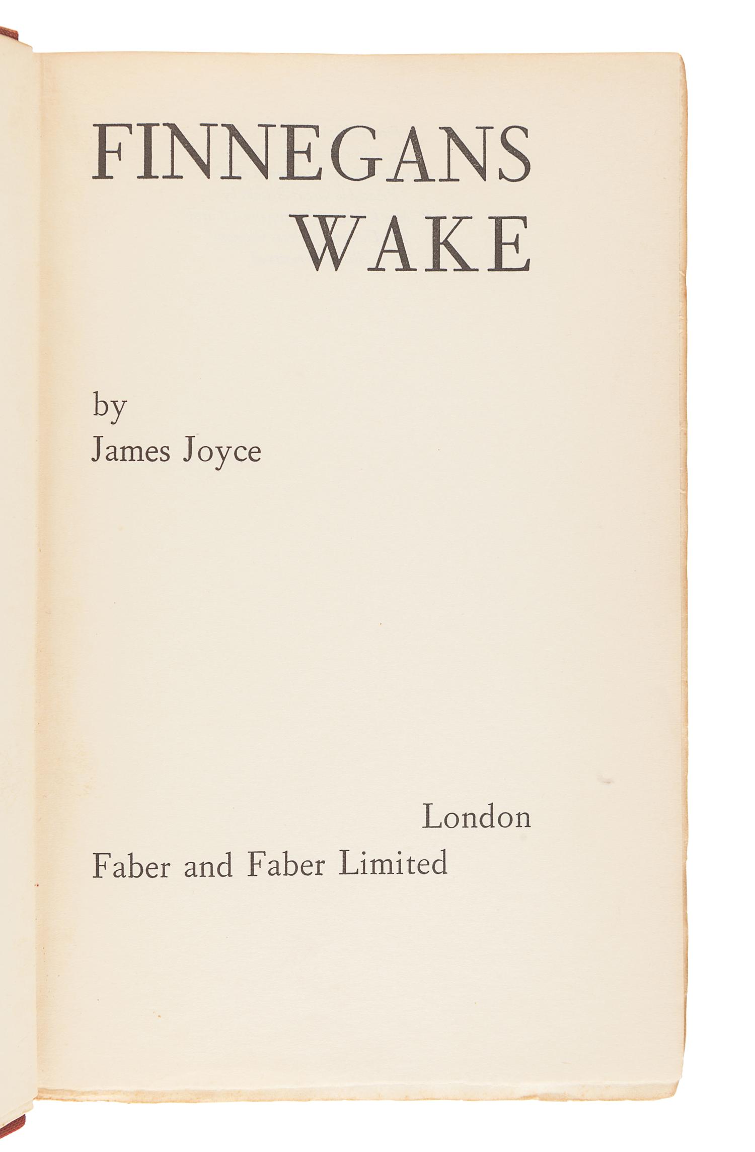JOYCE, James (1882-1941). Finnegans Wake . London: Faber and Faber, 1939.