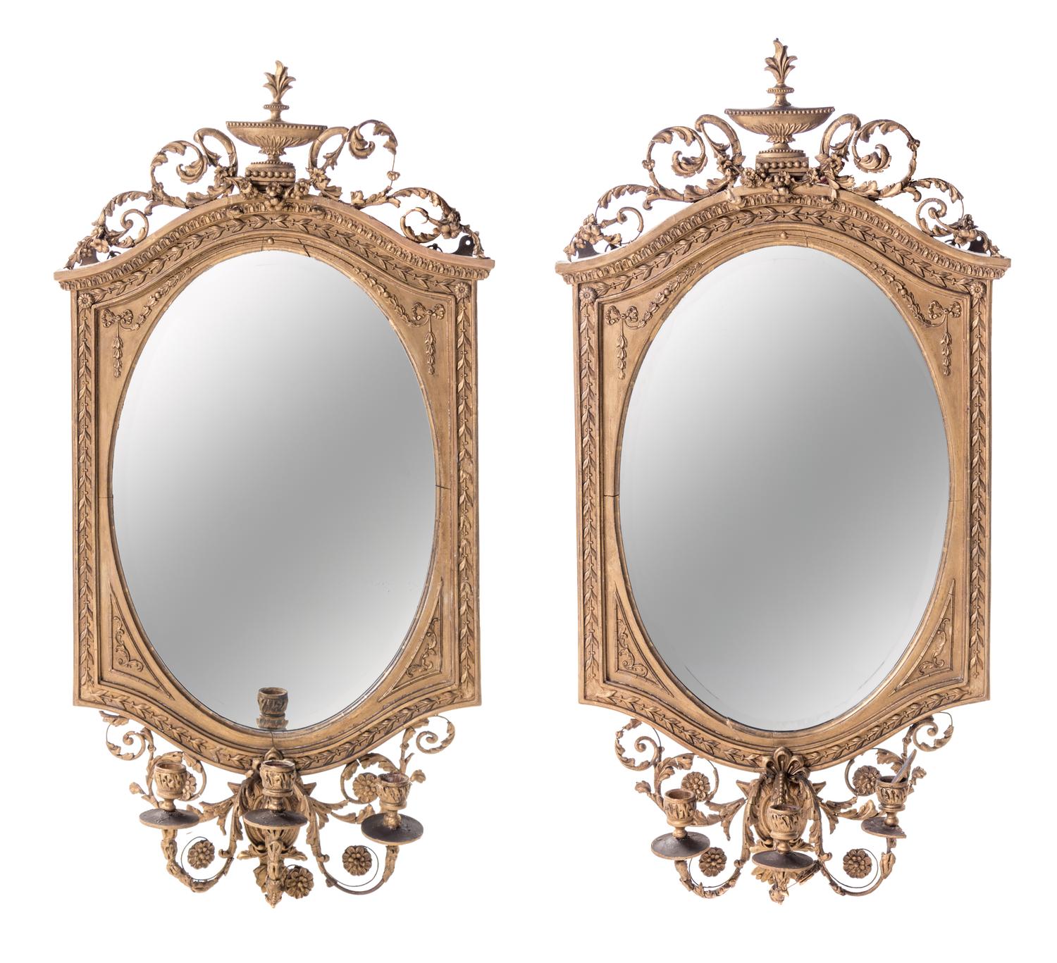 A Pair of Continental Giltwood Girandole Mirrors
