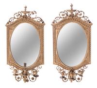 A Pair of Continental Giltwood Girandole Mirrors