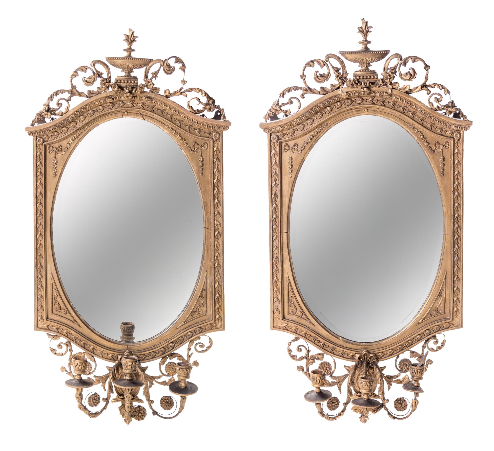 A Pair of Continental Giltwood Girandole Mirrors