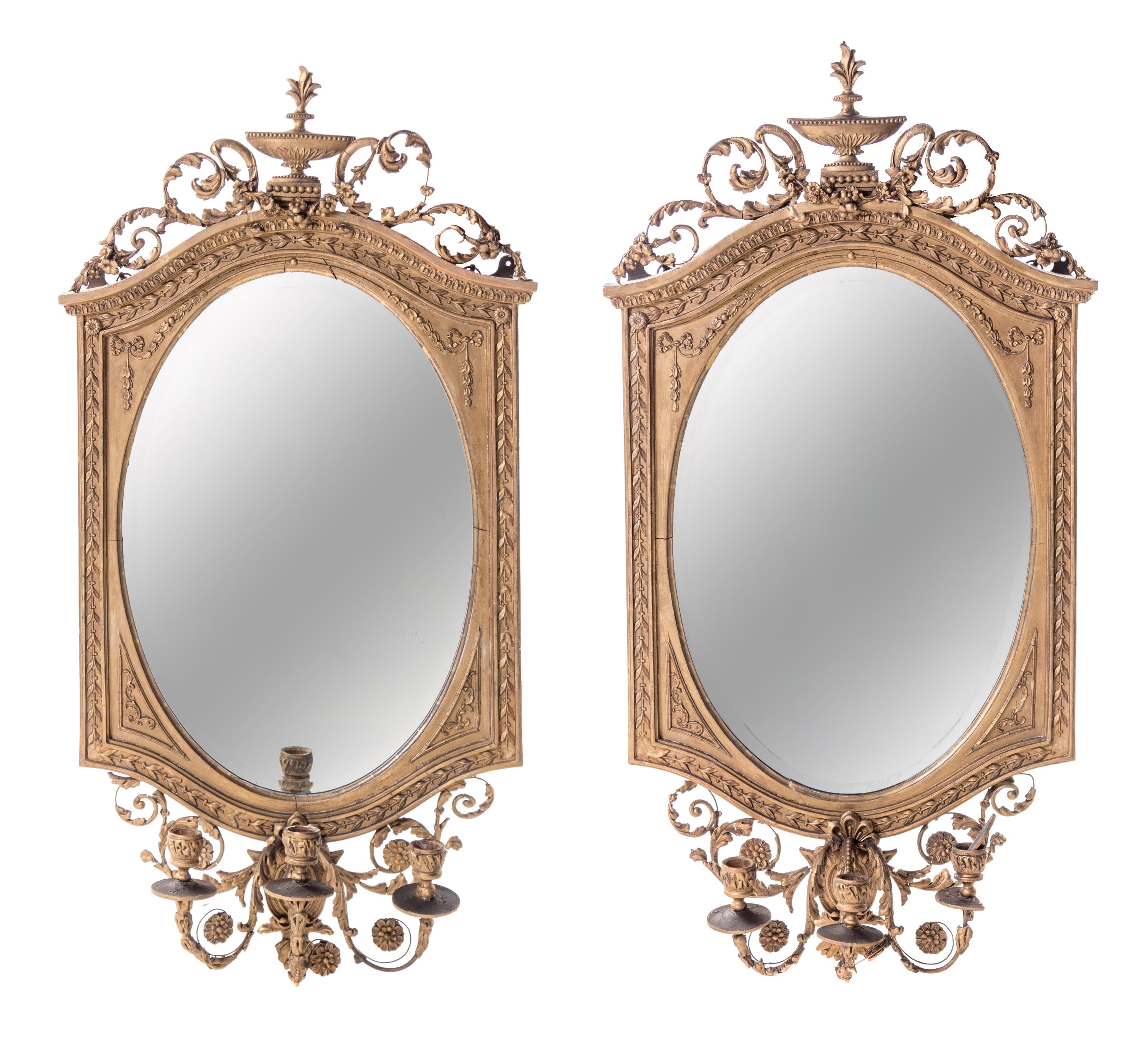 A Pair of Continental Giltwood Girandole Mirrors