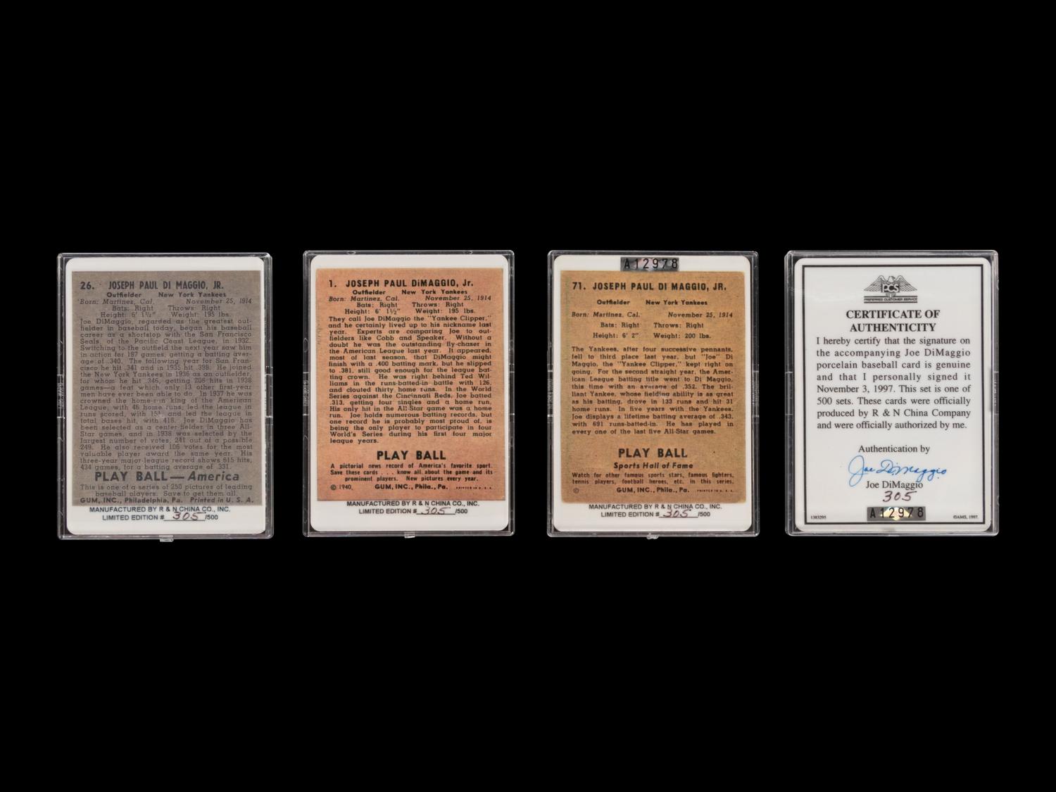 A Joe DiMaggio Signature Series Set of Signed Autograph Baseball Cards
