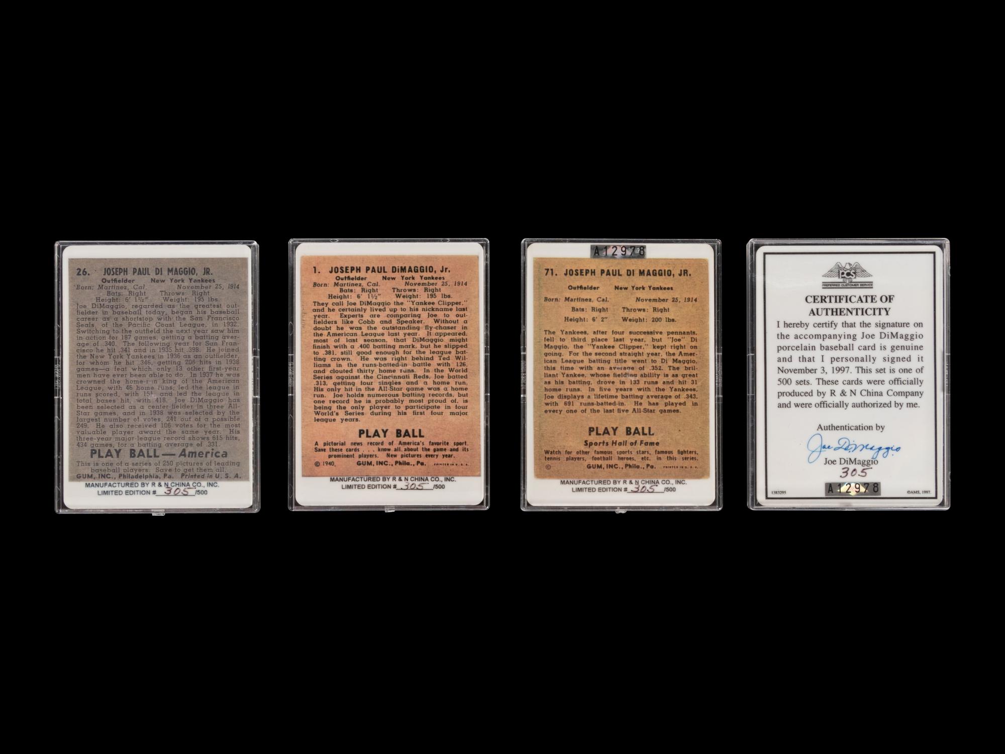 A Joe DiMaggio Signature Series Set of Signed Autograph Baseball Cards