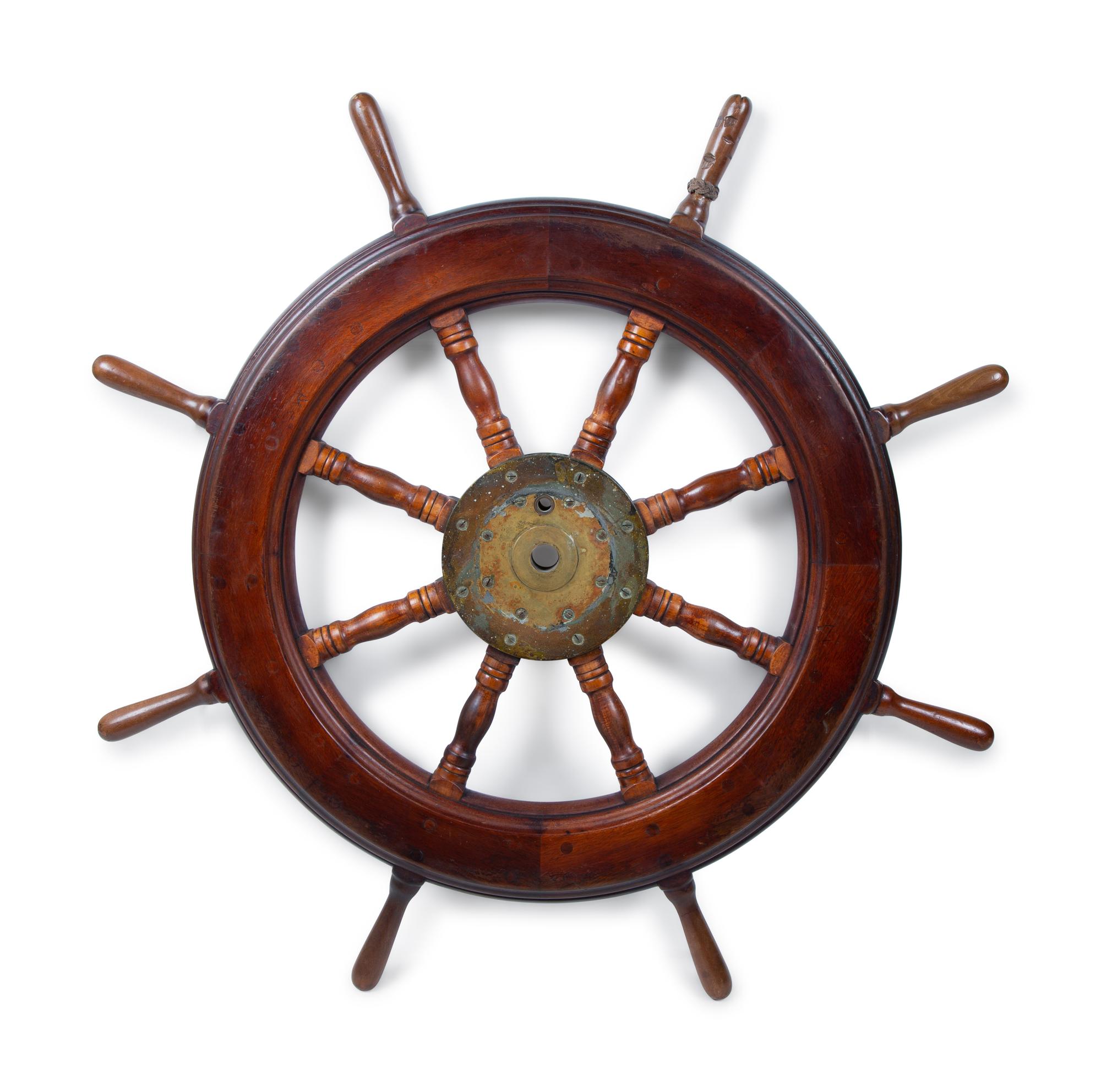 A Brass and Mahogany Ship's Wheel — EARLY 20TH CENTURY