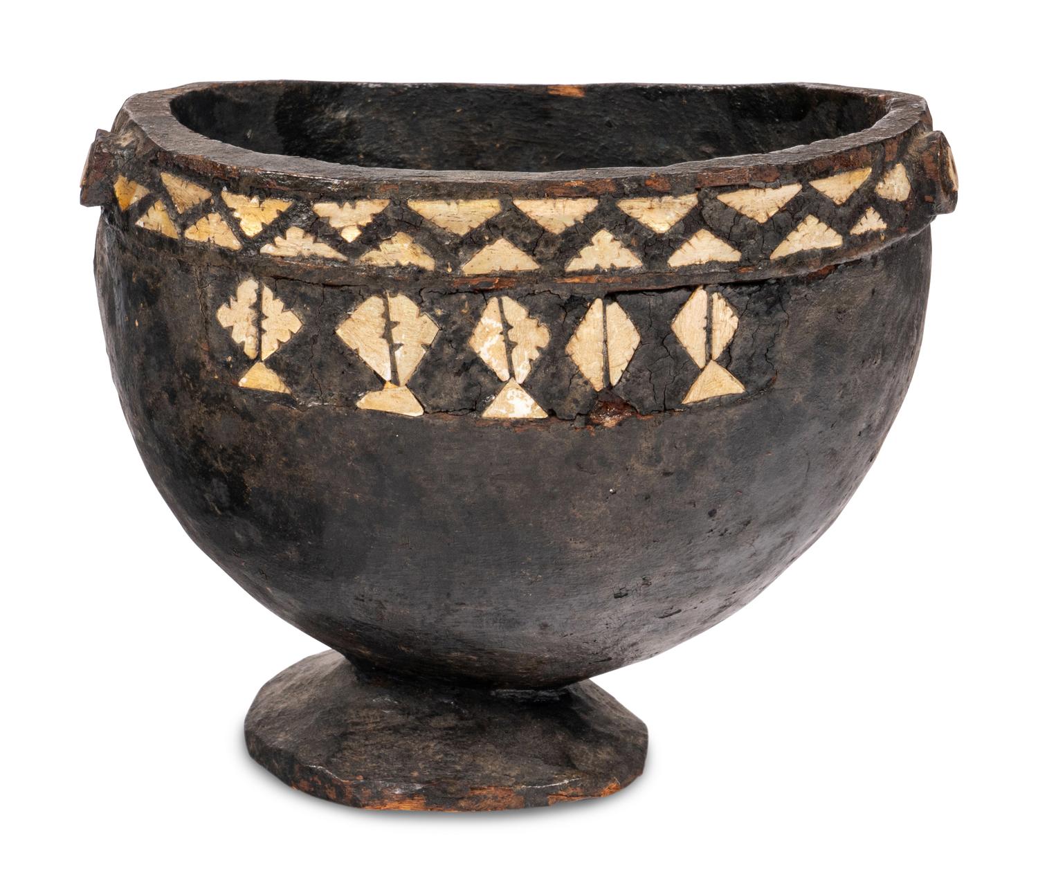 An Oceanic Wooden Ceremonial Inlaid Bowl