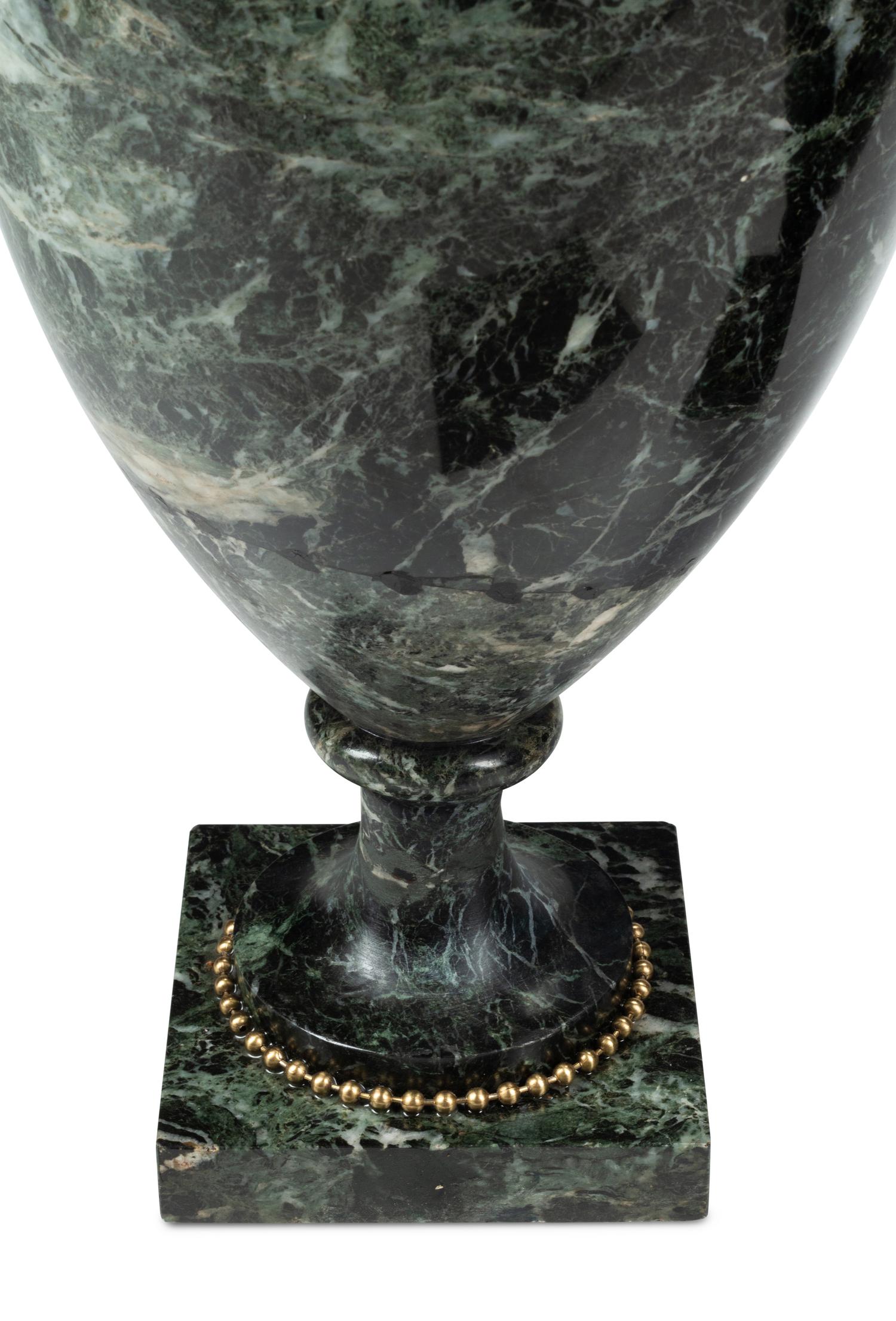 A Pair of French Marble and Bronze Baluster Urns